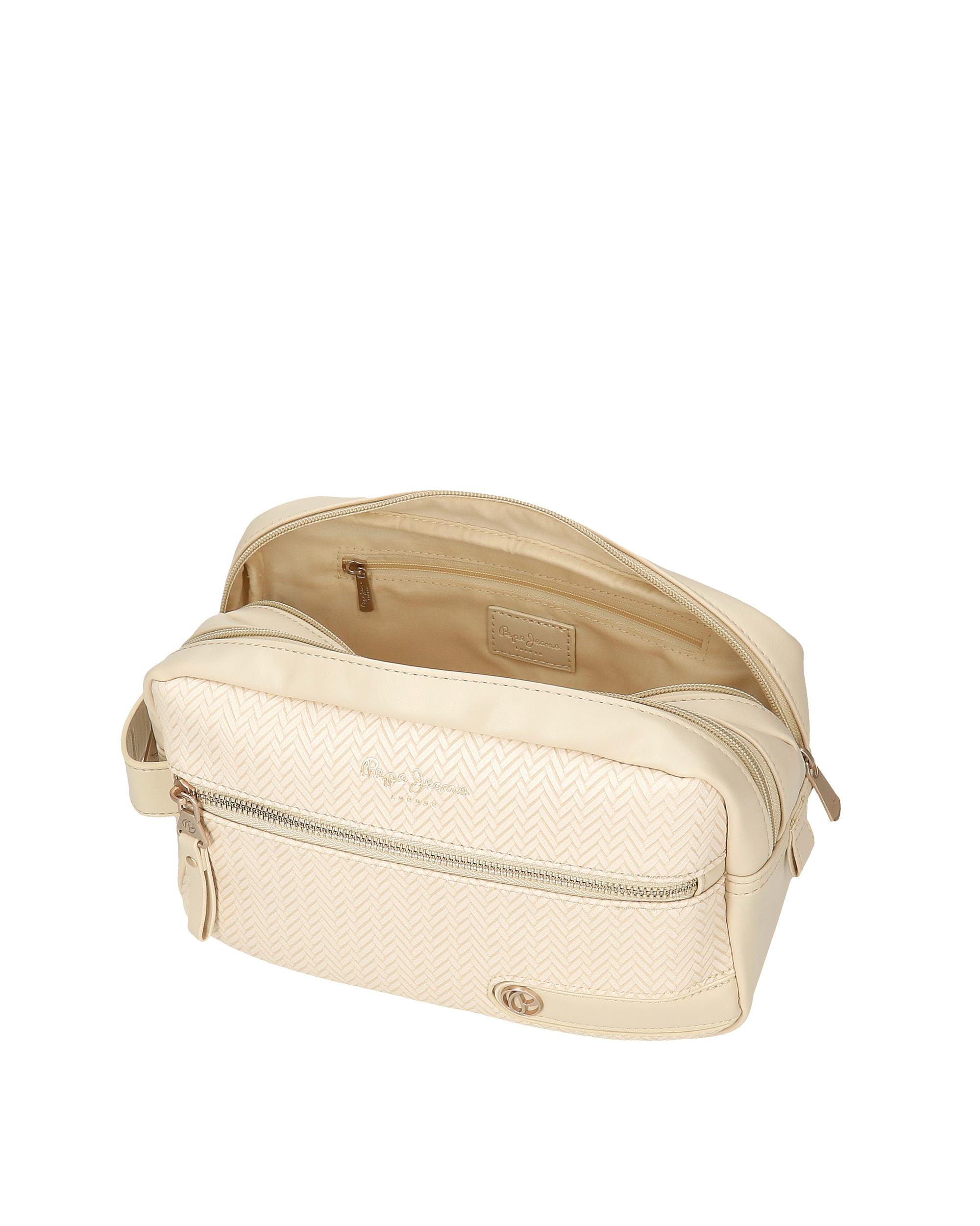 Necessaire Pepe Jeans Sprig de Dois Compartimentos com Bolso Frontal Ouro-4