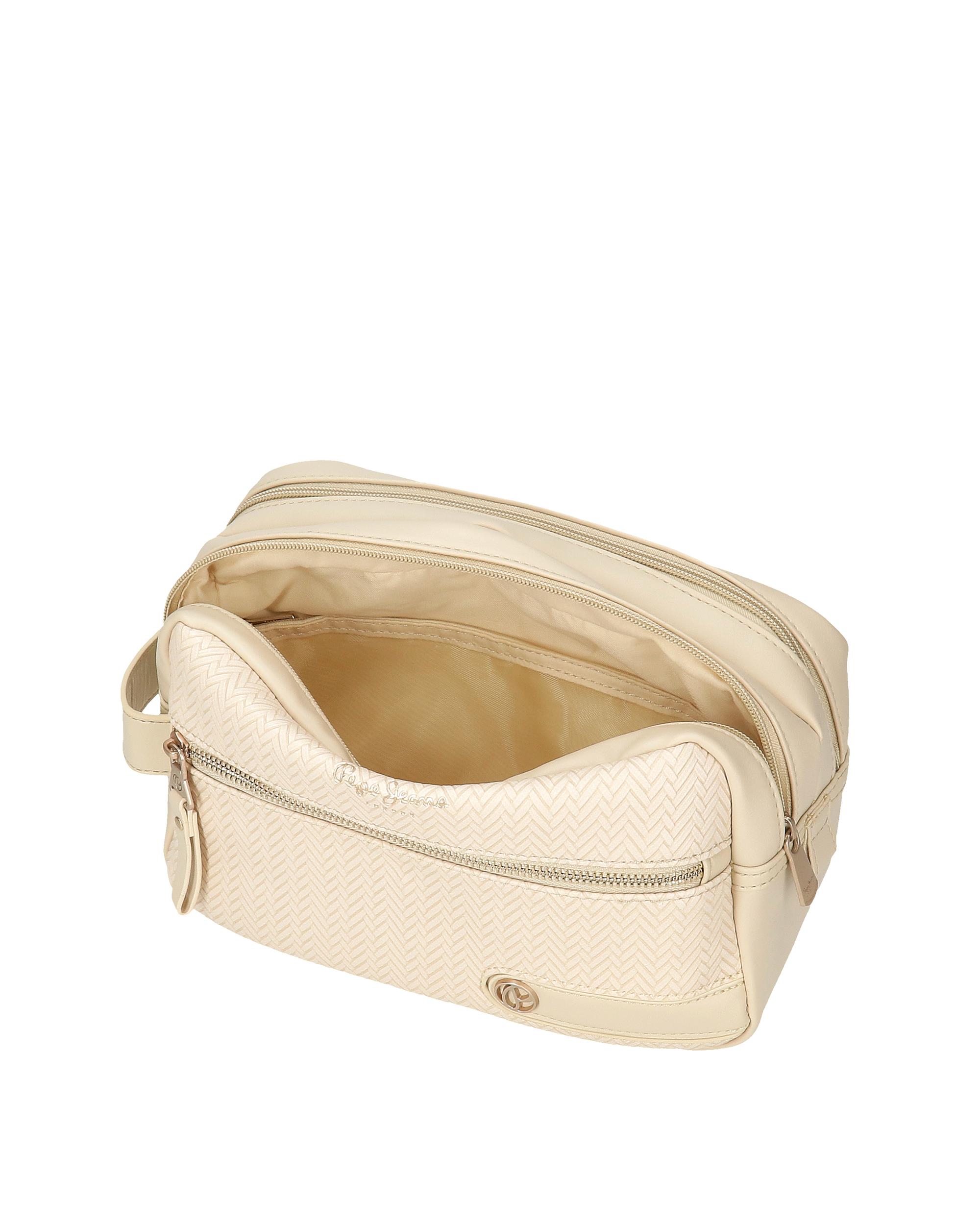 Necessaire Pepe Jeans Sprig de Dois Compartimentos com Bolso Frontal Ouro-5