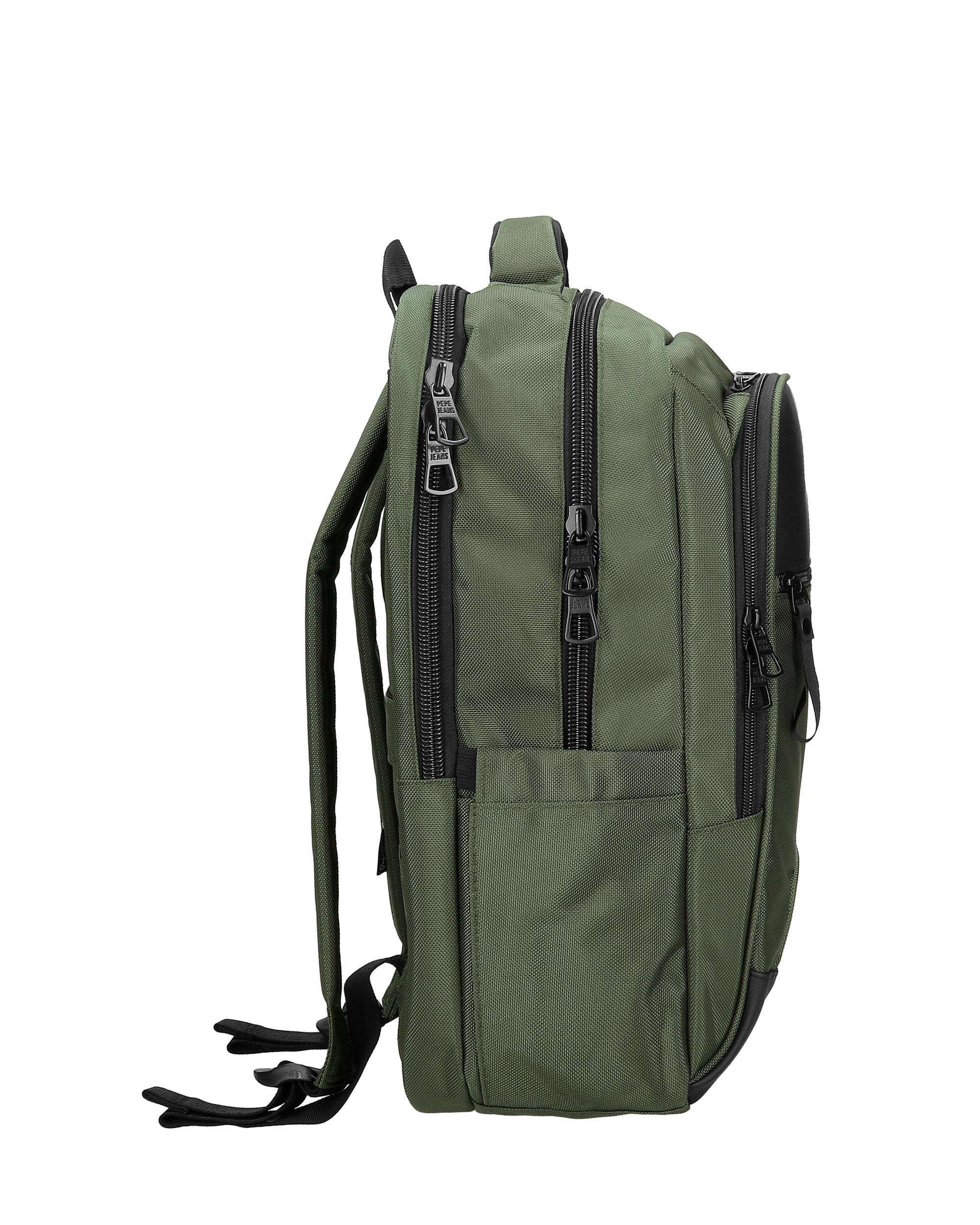 Mochila Pepe Jeans Bromley com Dois Compartimentos Adaptável a Trolley em Verde Preto-2