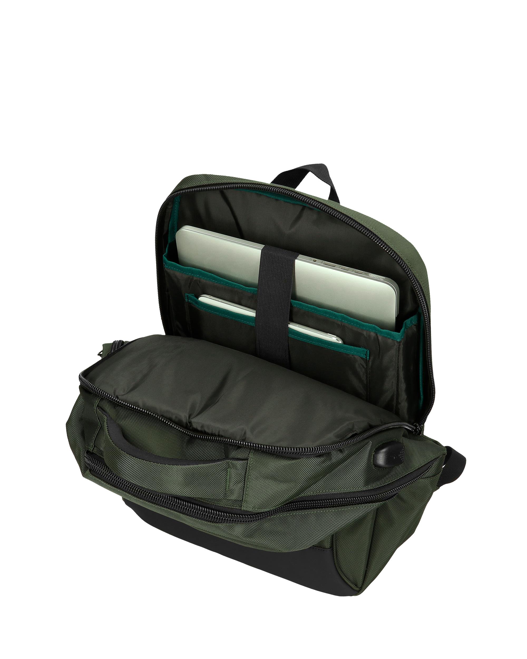 Mochila Pepe Jeans Bromley com Dois Compartimentos Adaptável a Trolley em Verde Preto-5