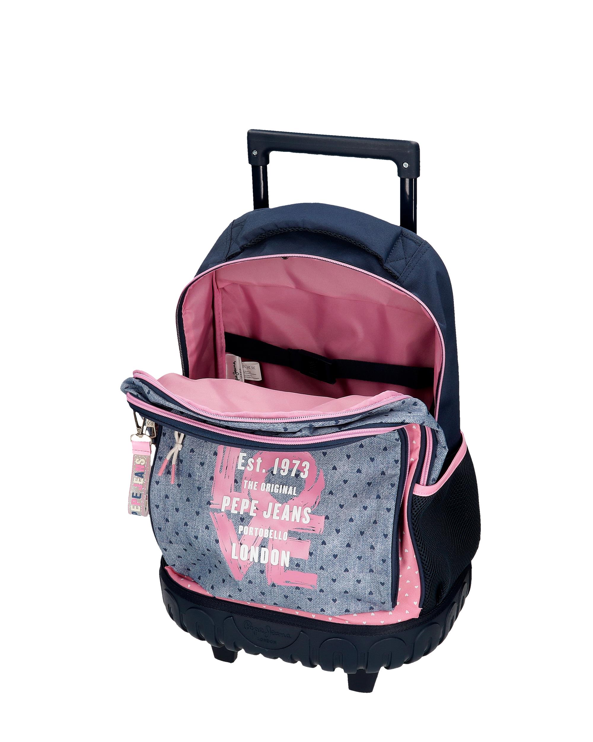 Mochila Compact Noni Denim com Bolsos Laterais Multicolor-4