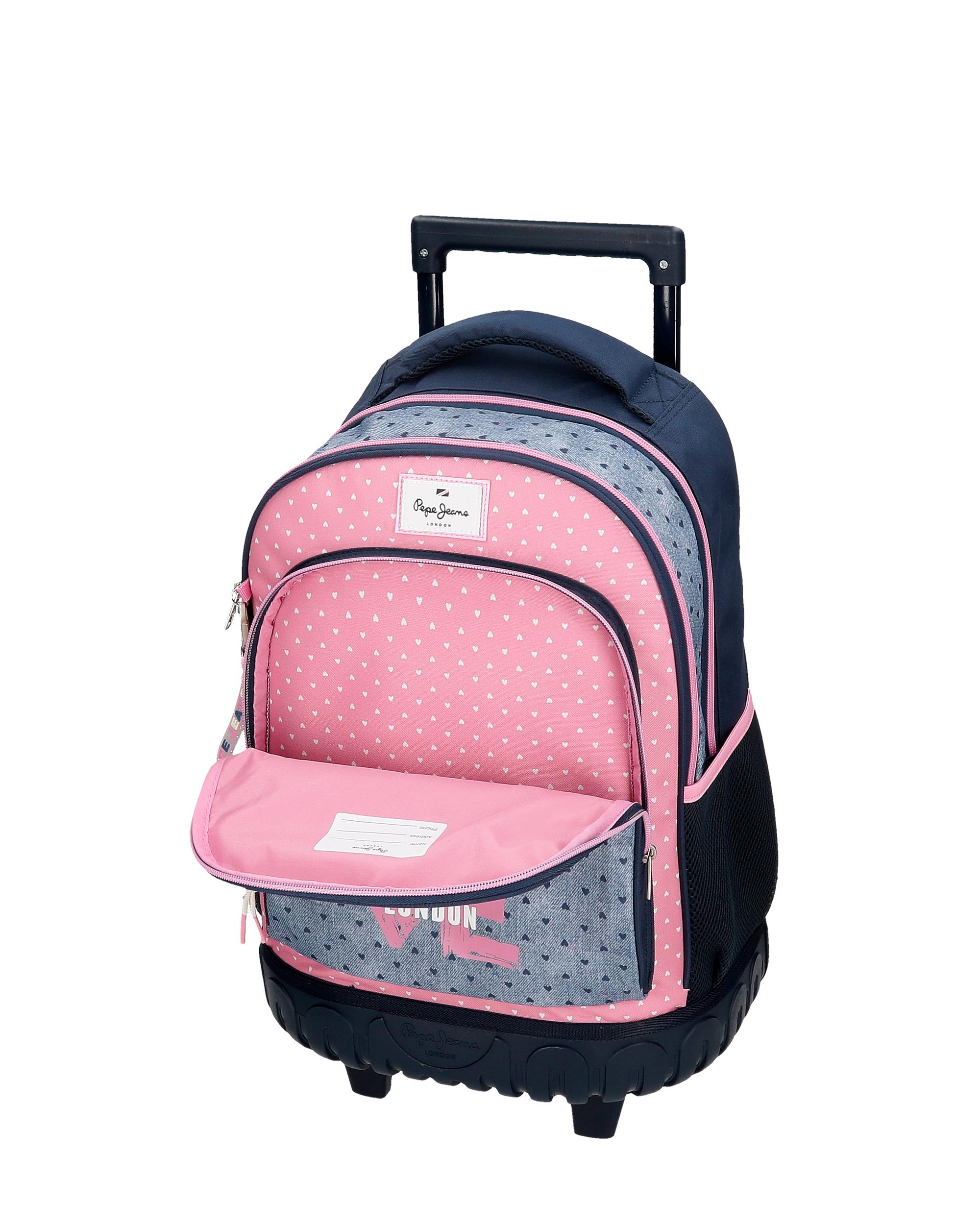 Mochila Compact Noni Denim com Bolsos Laterais Multicolor-5