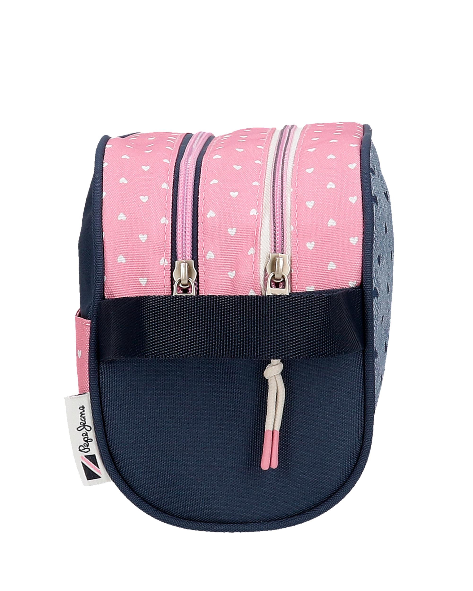 Necessaire Pepe Jeans Noni Denim com Dois Compartimentos Adaptável em Rosa Rosa-2