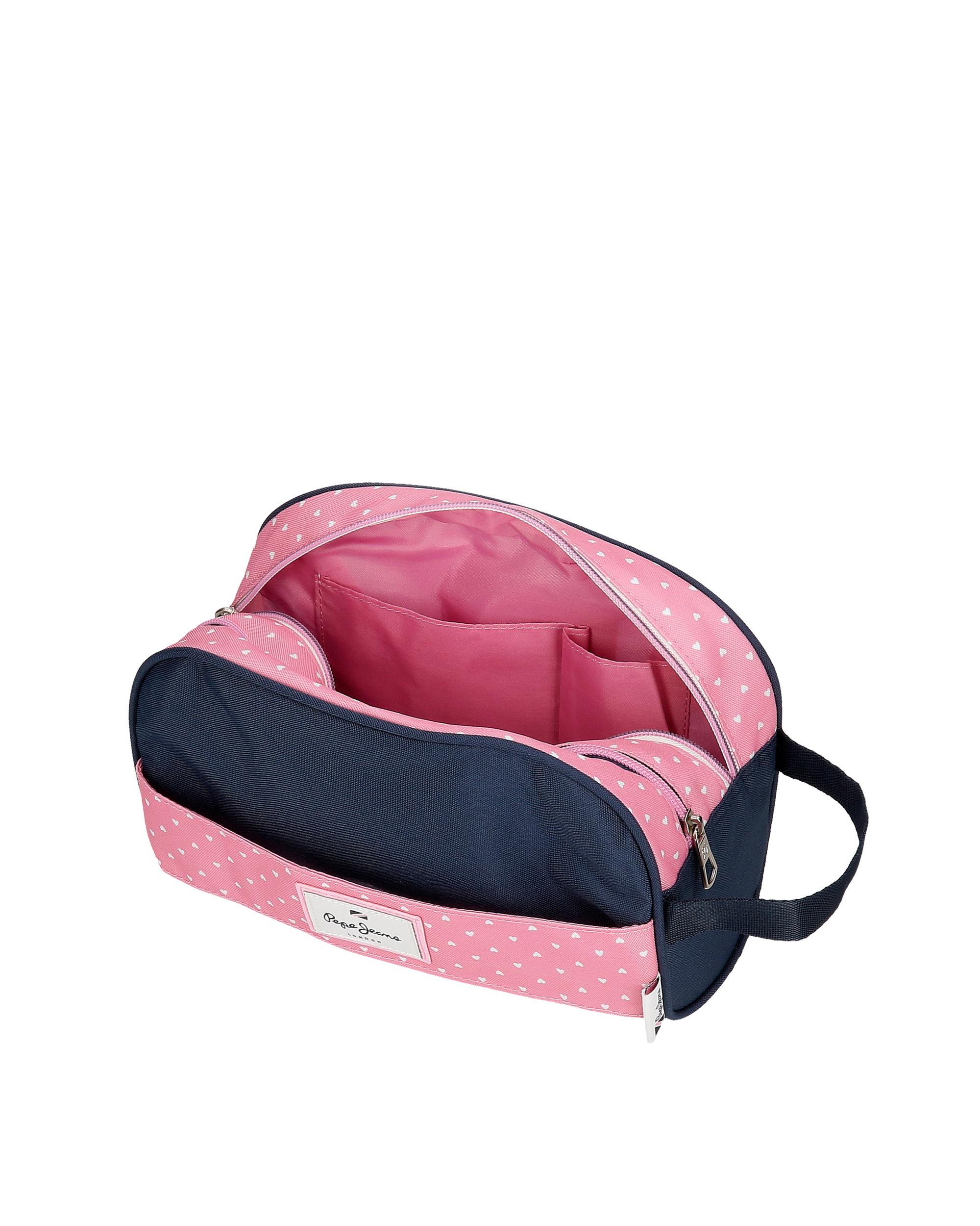 Necessaire Pepe Jeans Noni Denim com Dois Compartimentos Adaptável em Rosa Rosa-5