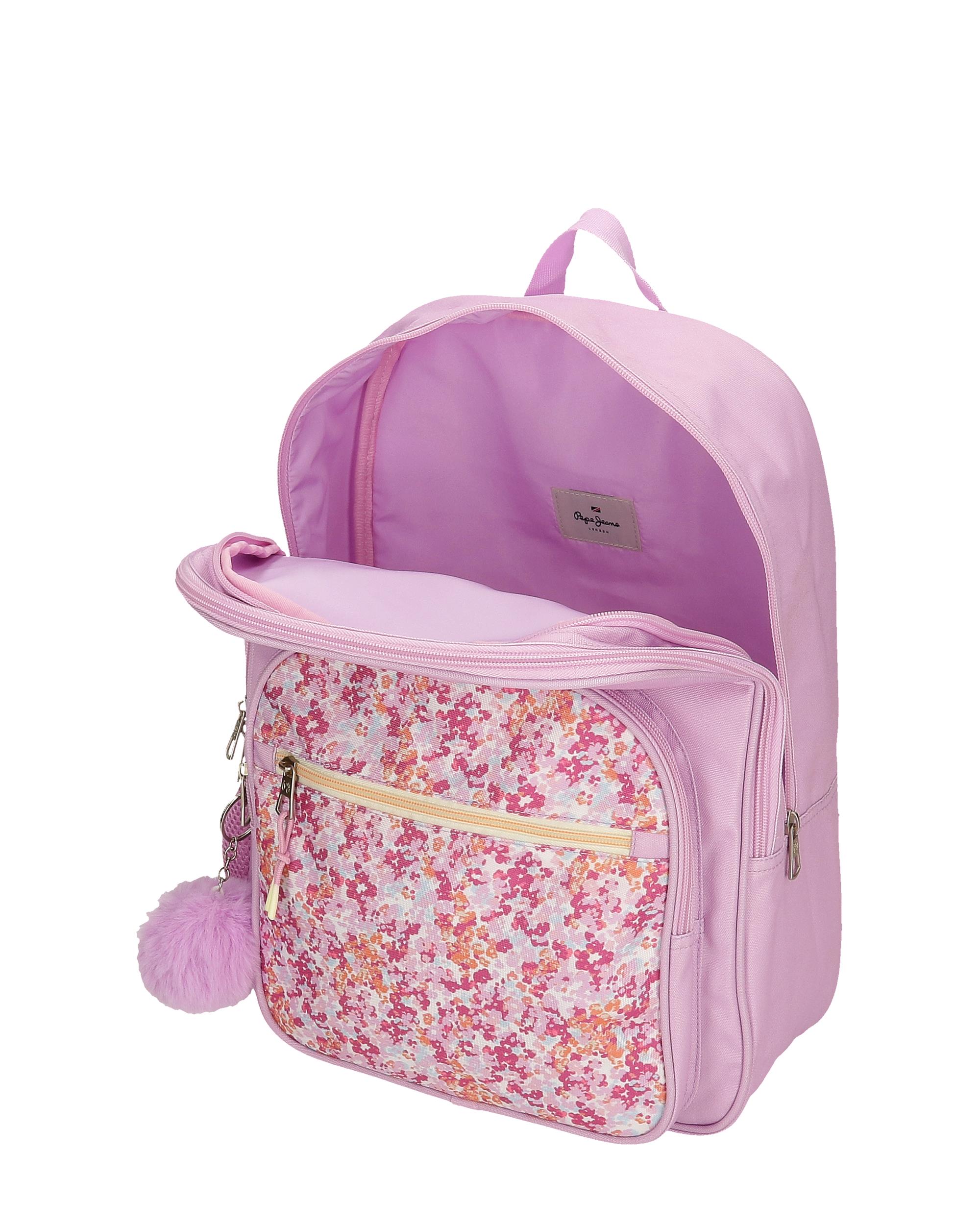 Mochila Escolar Sandra de Dois Compartimentos 40 Cm Rosa-4