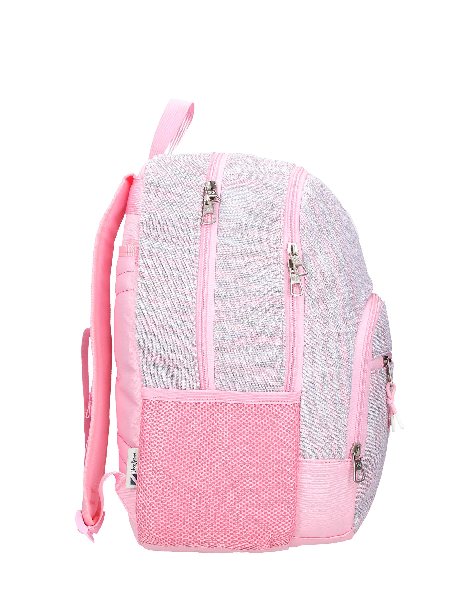 Mochila Miri com Compartimento Duplo e Bolso Interno Rosa-2