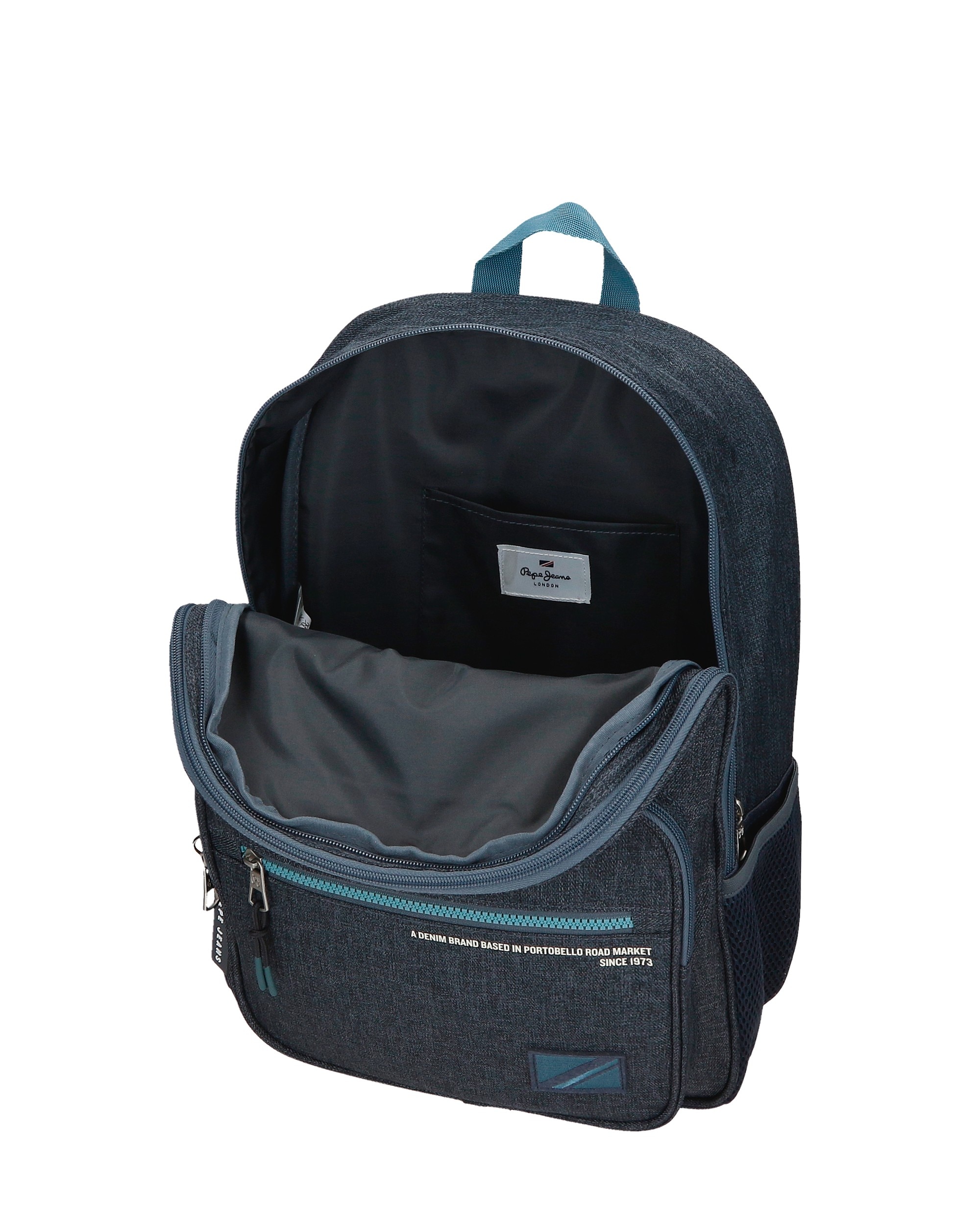 Mochila de Dois Compartimentos Edmon 40 Cm Adaptável a Carrinho Azul-4