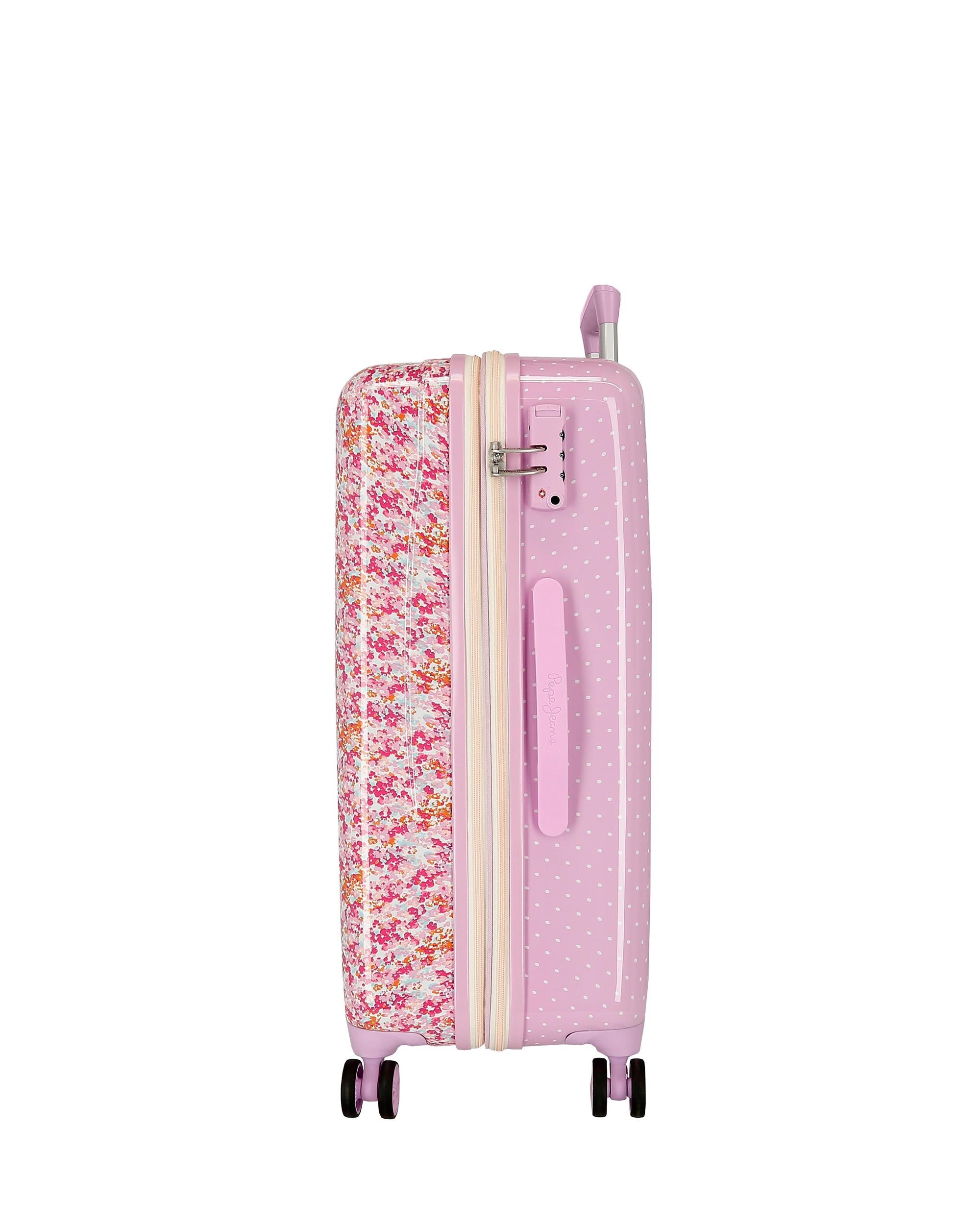 Conjunto de Malas de Cabine e Média Sandra com Capacidade de 104l Rosa-4