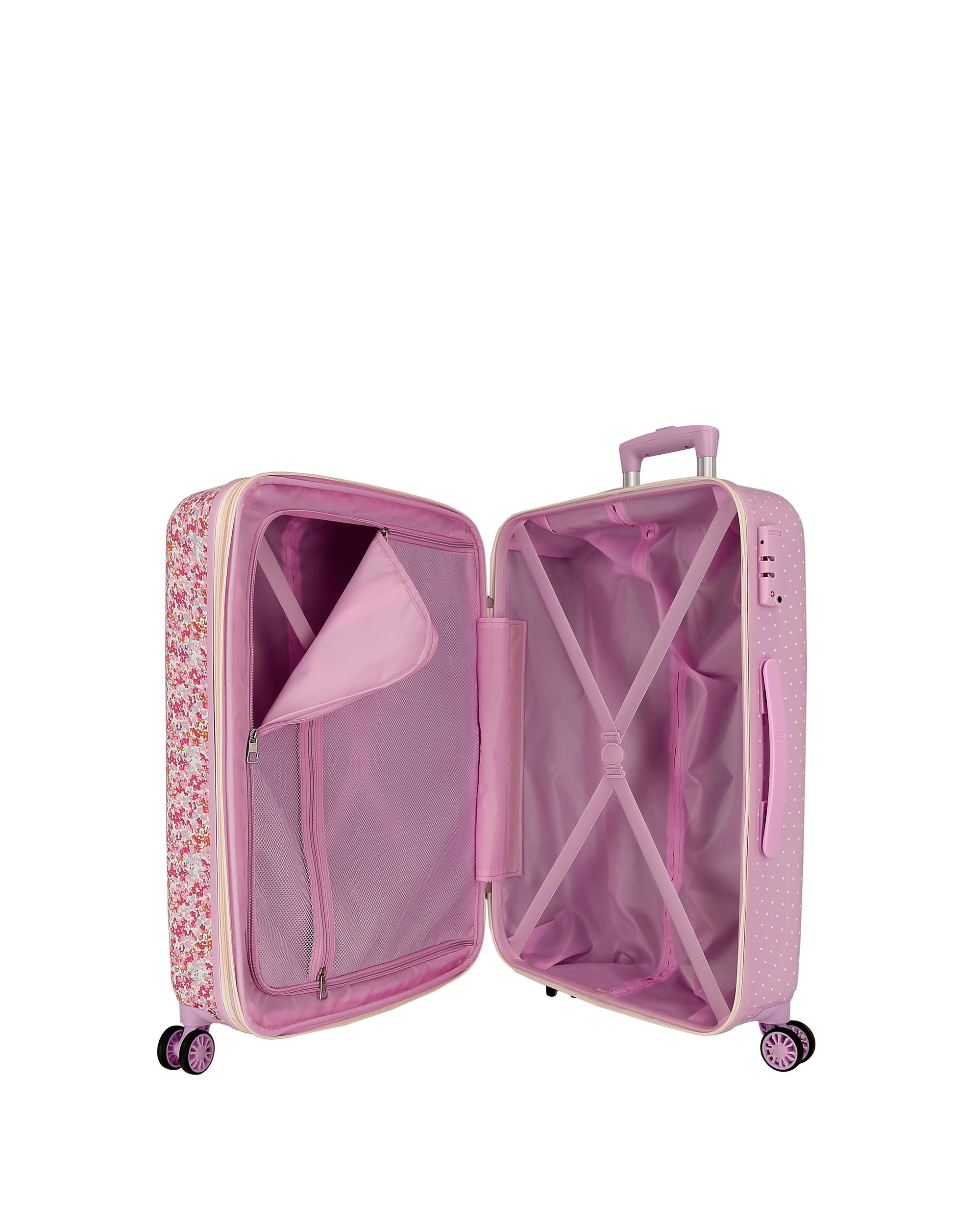 Conjunto de Malas de Cabine e Média Sandra com Capacidade de 104l Rosa-5