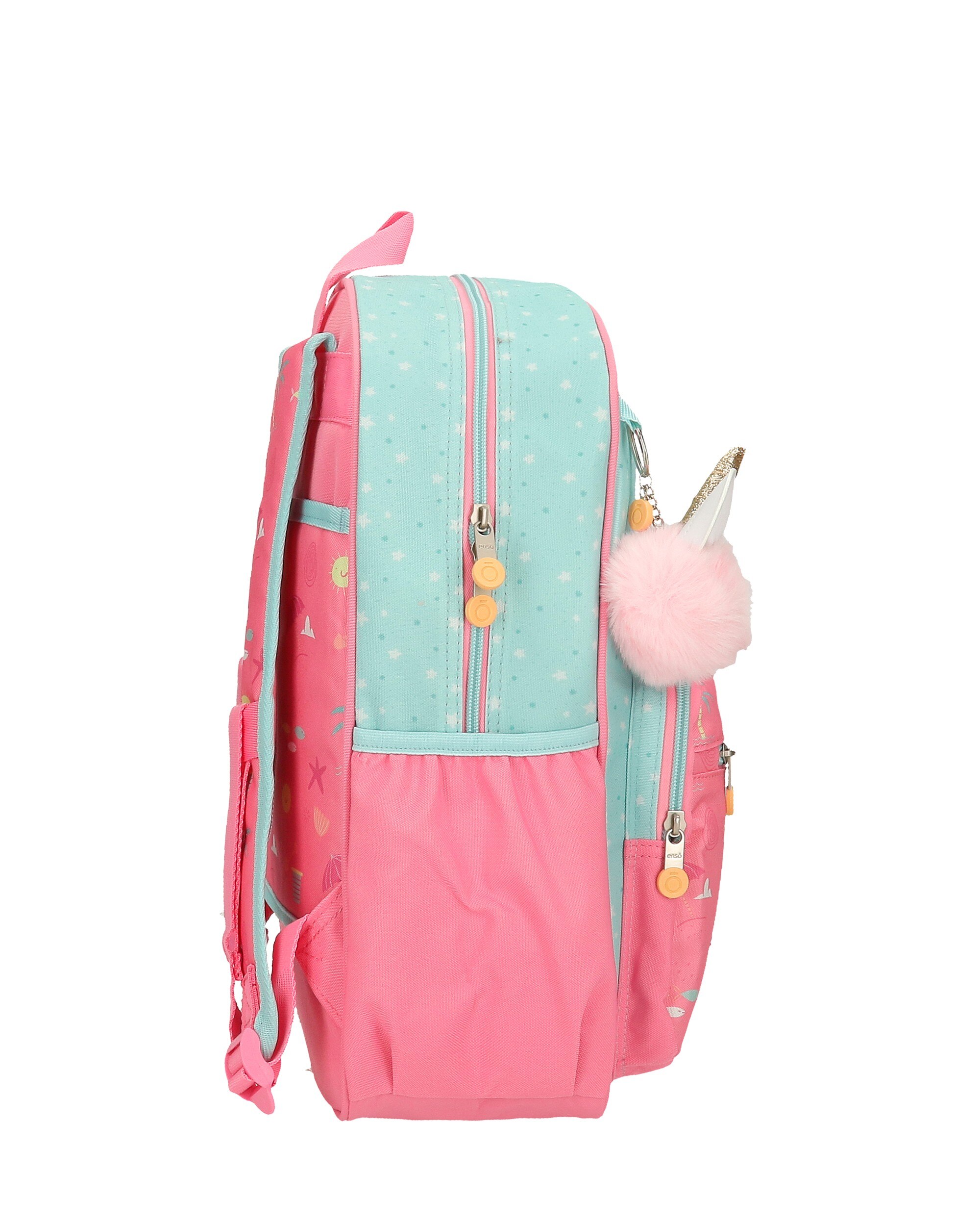 Mochila Escolar Magic Summer de 38cm com Bolsos Laterais Multicolor-2