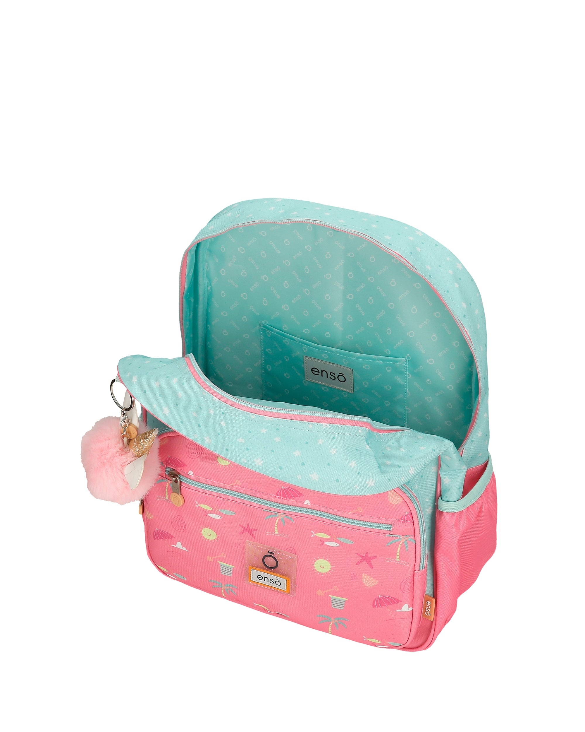 Mochila Escolar Magic Summer de 38cm com Bolsos Laterais Multicolor-4