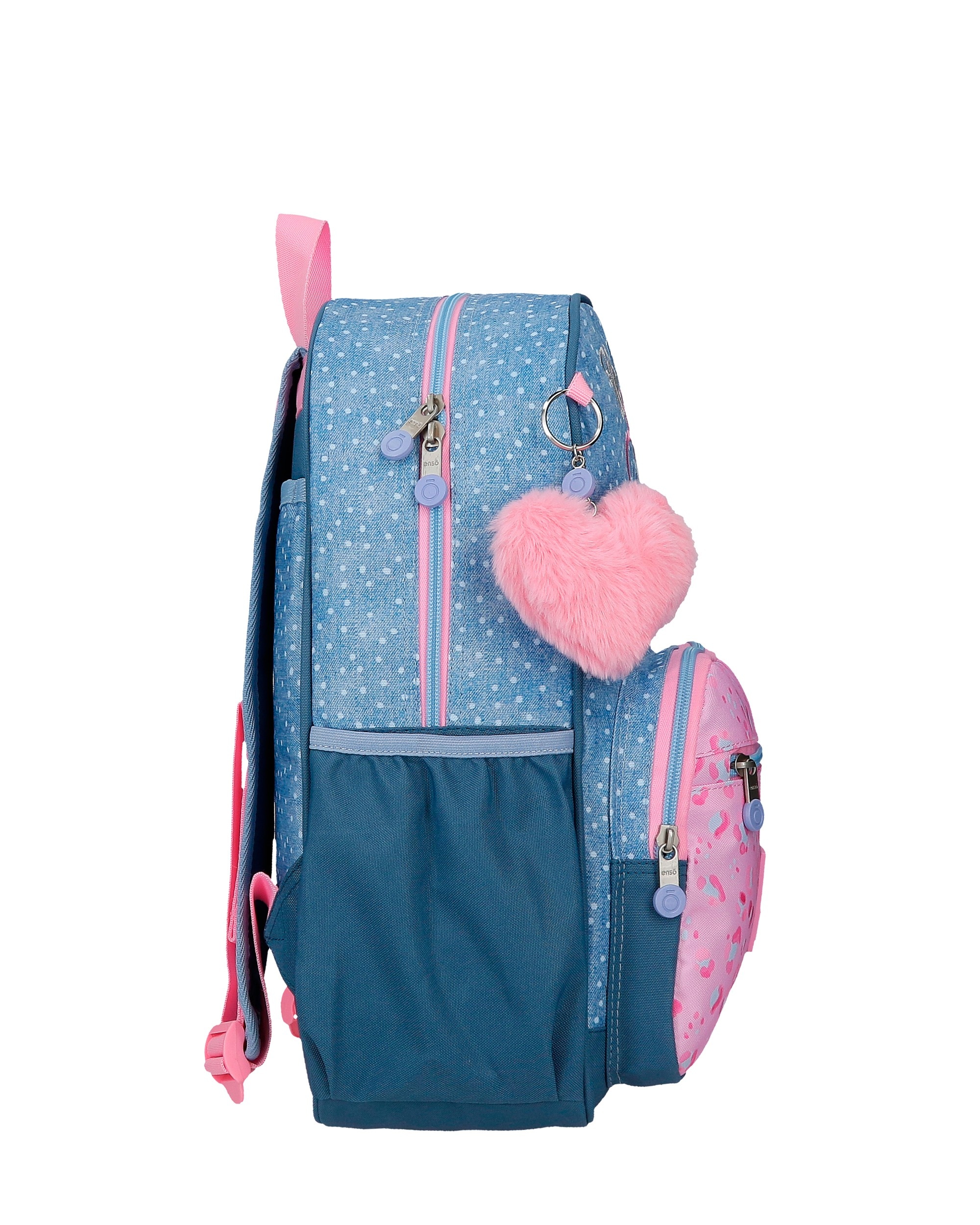 Mochila Escolar Dreamer de 38cm com Bolsos Laterais Azul-2