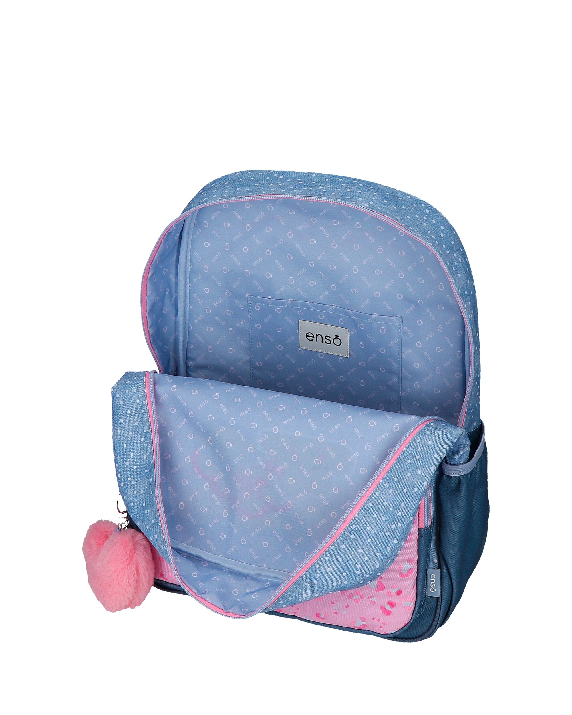 Mochila Escolar Dreamer de 38cm com Bolsos Laterais Azul-4