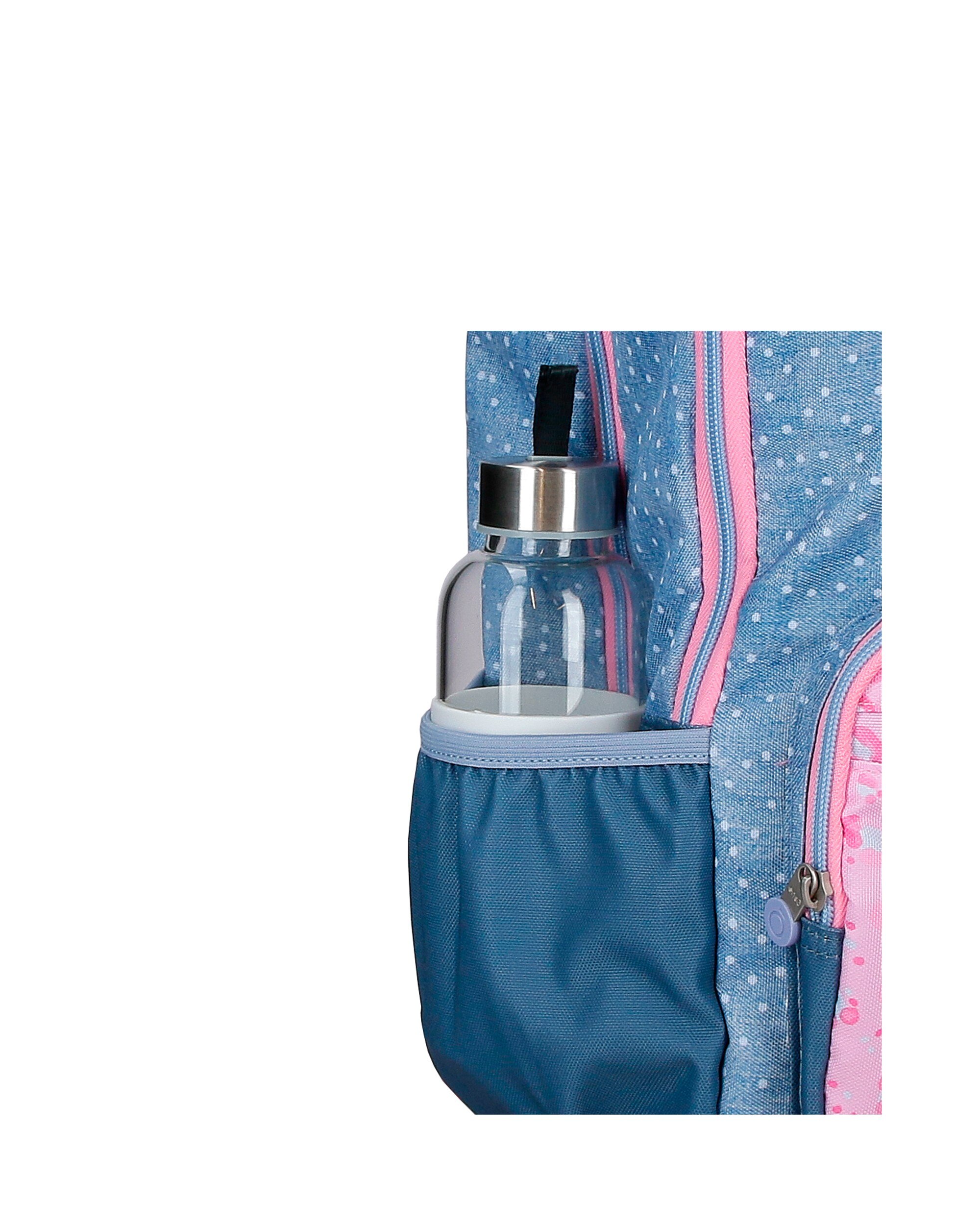 Mochila Escolar Dreamer de 38cm com Bolsos Laterais Azul-6