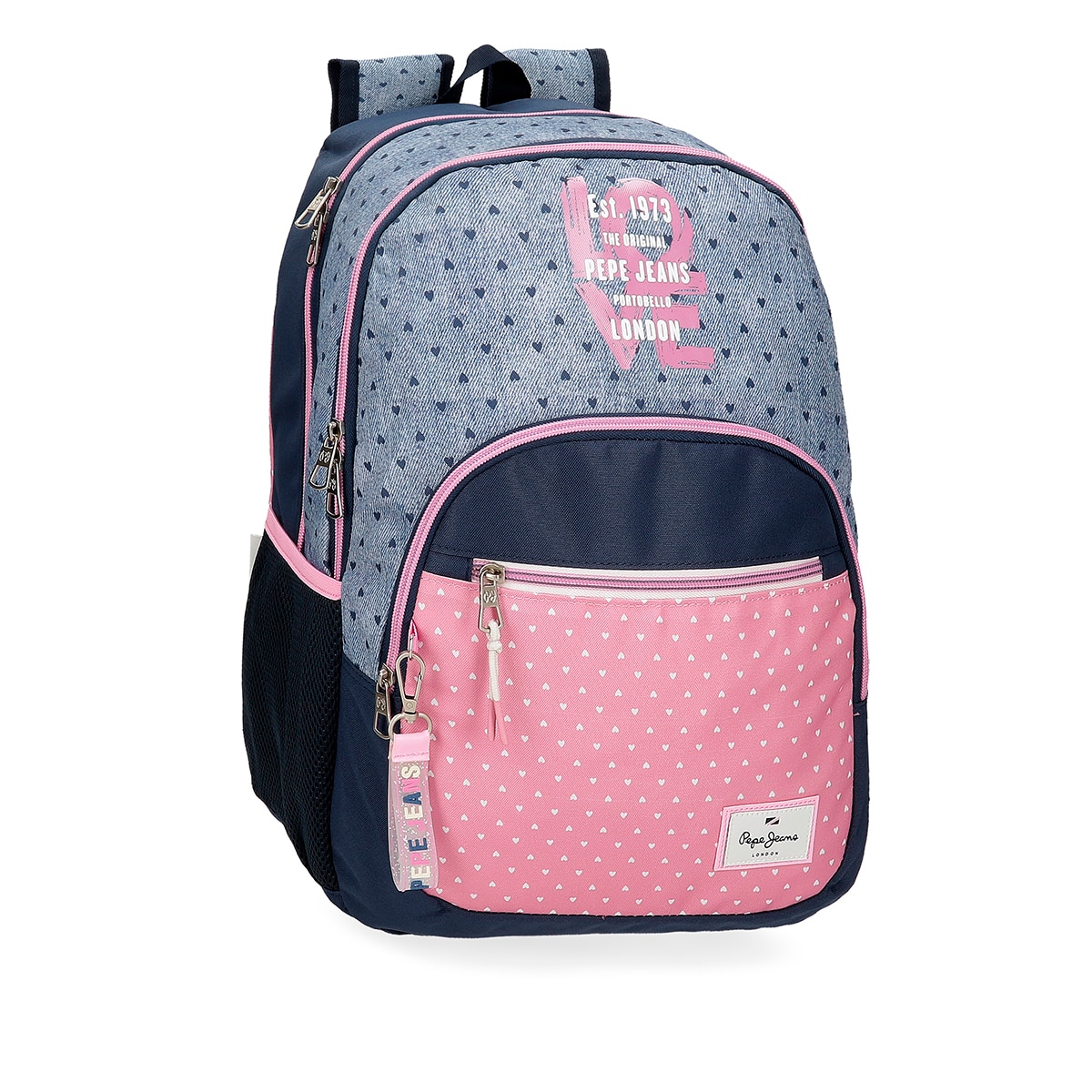 Imagem 0 de Mochila Noni Denim de Compartimento Duplo 46 Cm com Bolsos Laterais