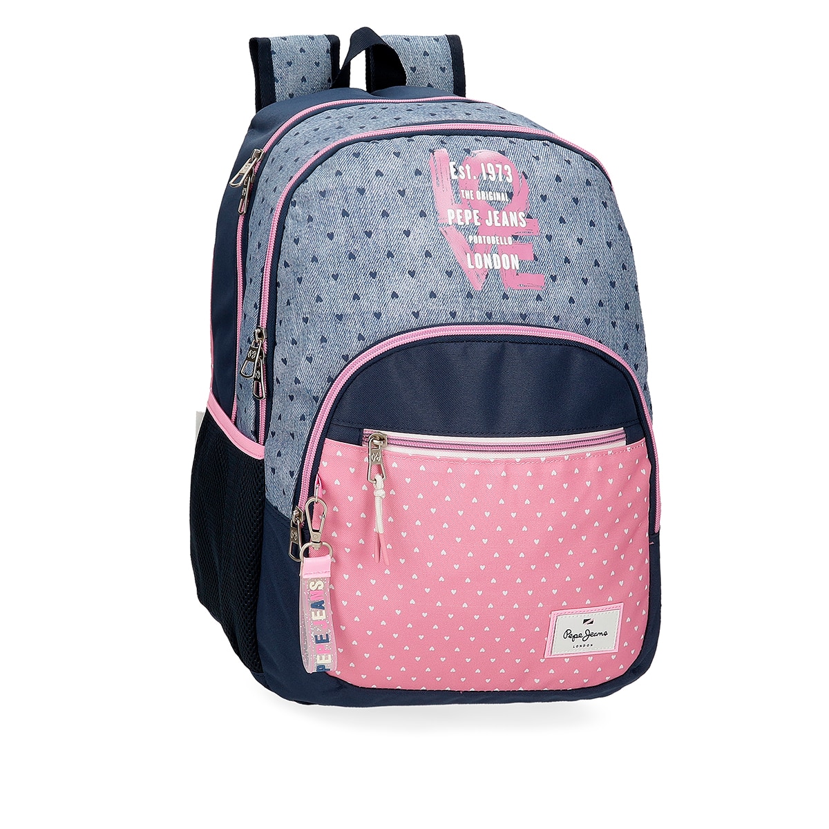 Imagem 0 de Mochila Noni Denim de Compartimento Duplo 44 Cm com Bolsos Laterais