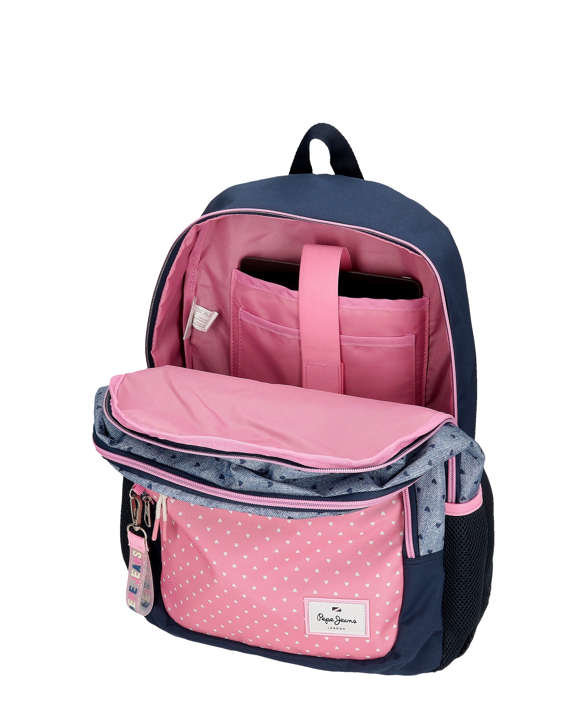 Mochila Noni Denim de Compartimento Duplo 44 Cm com Bolsos Laterais Multicolor-4