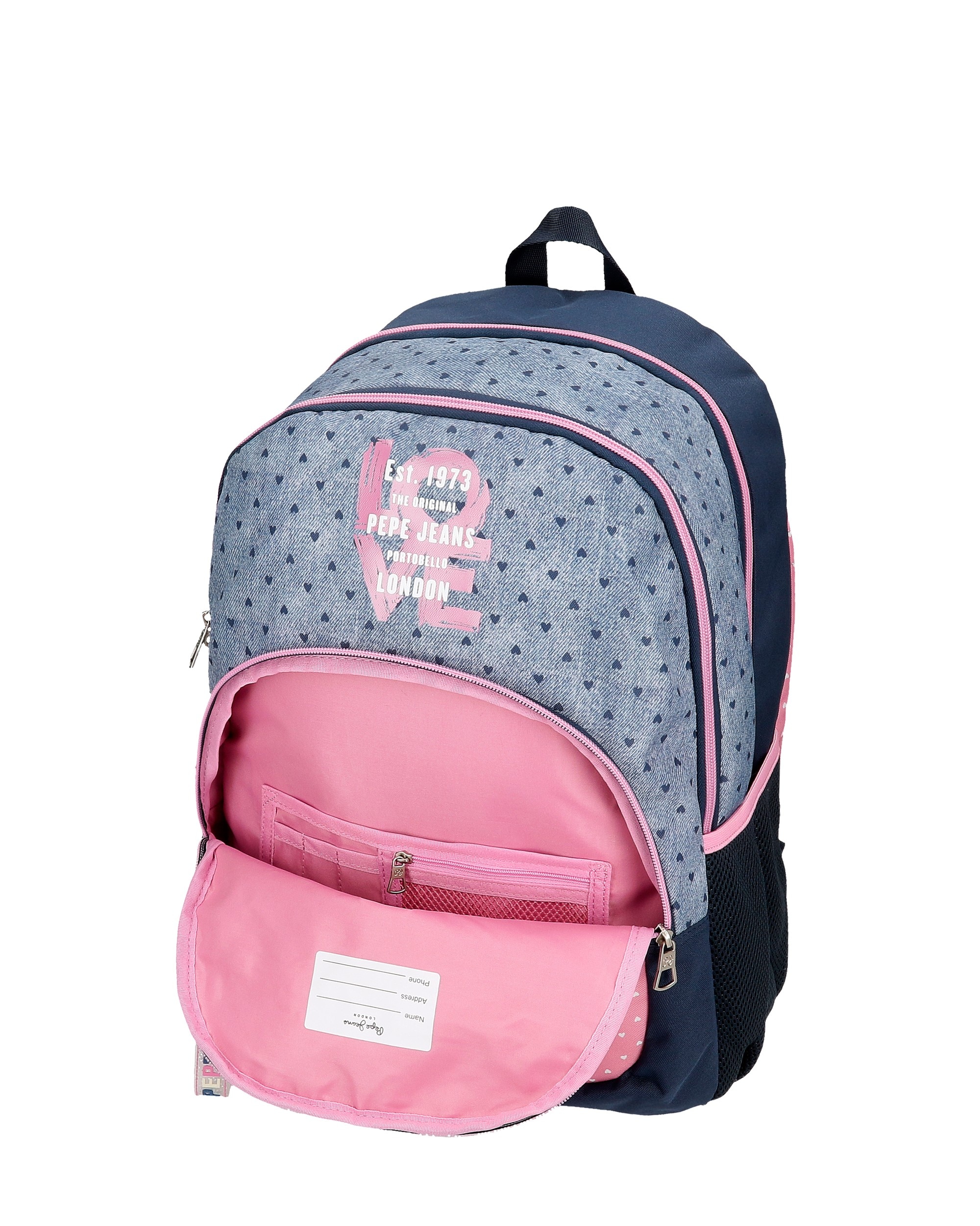 Mochila Noni Denim de Compartimento Duplo 44 Cm com Bolsos Laterais Multicolor-5