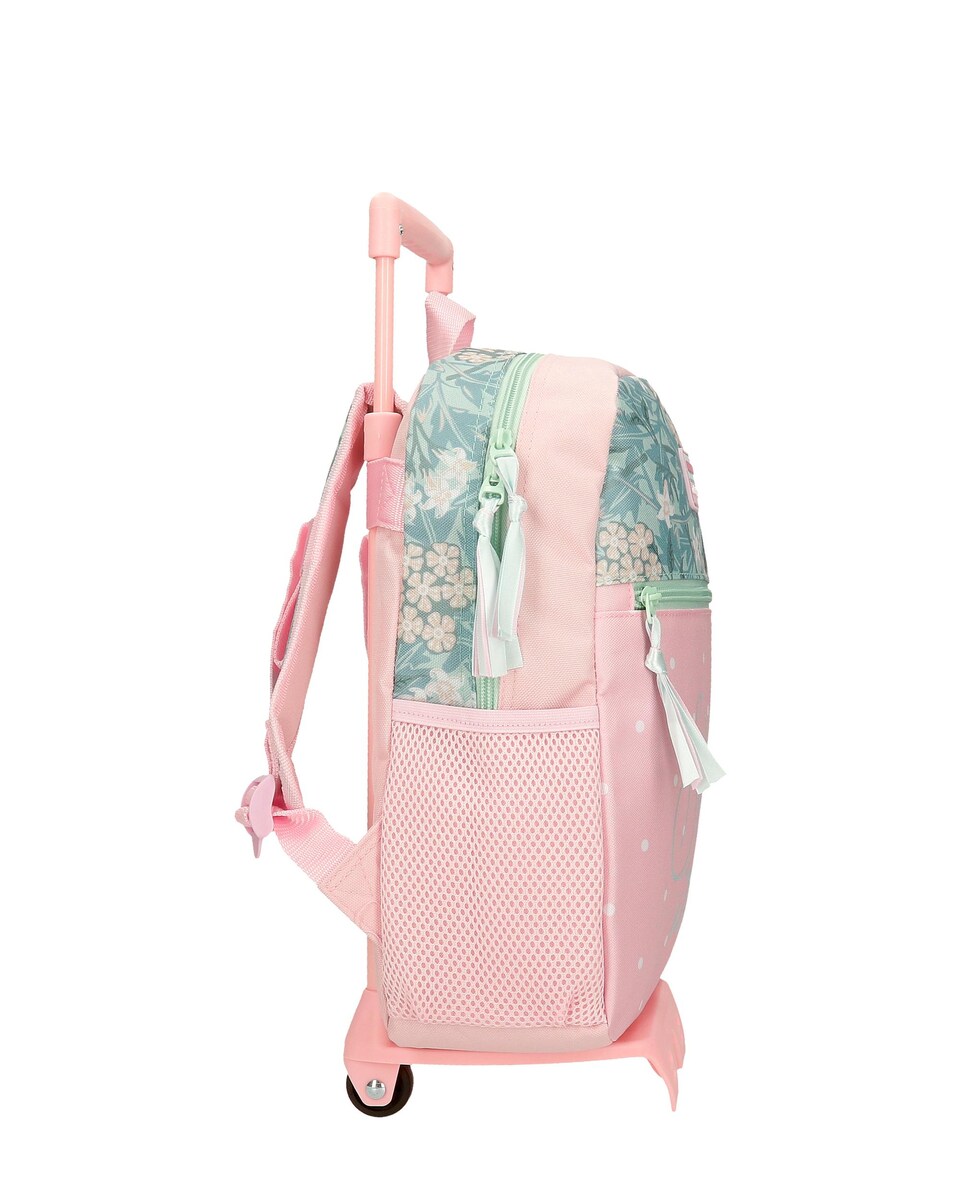 Mochila Roll Road Spring Is Here com Bolso Frontal e Trolley Rosa-2