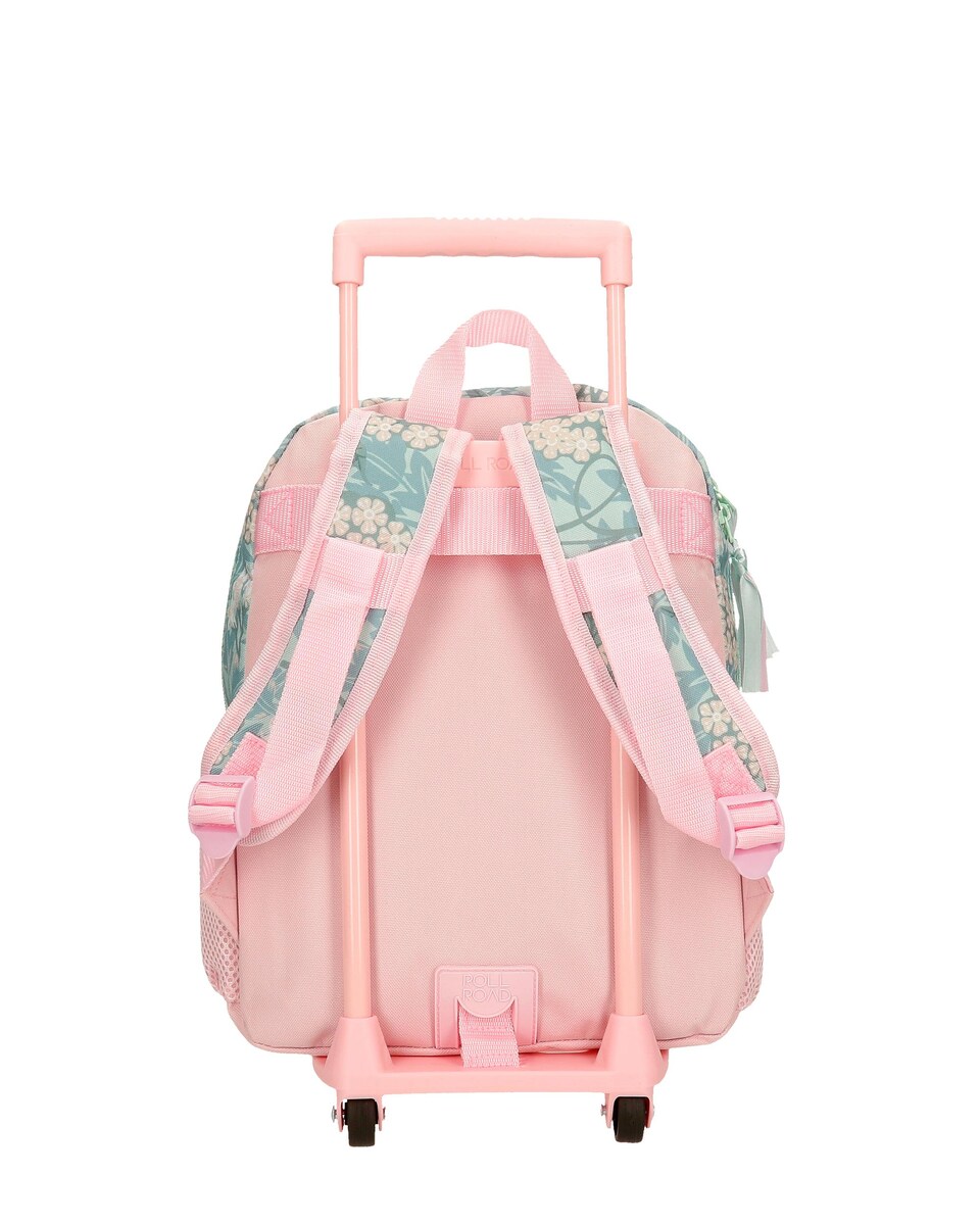 Mochila Roll Road Spring Is Here com Bolso Frontal e Trolley Rosa-3