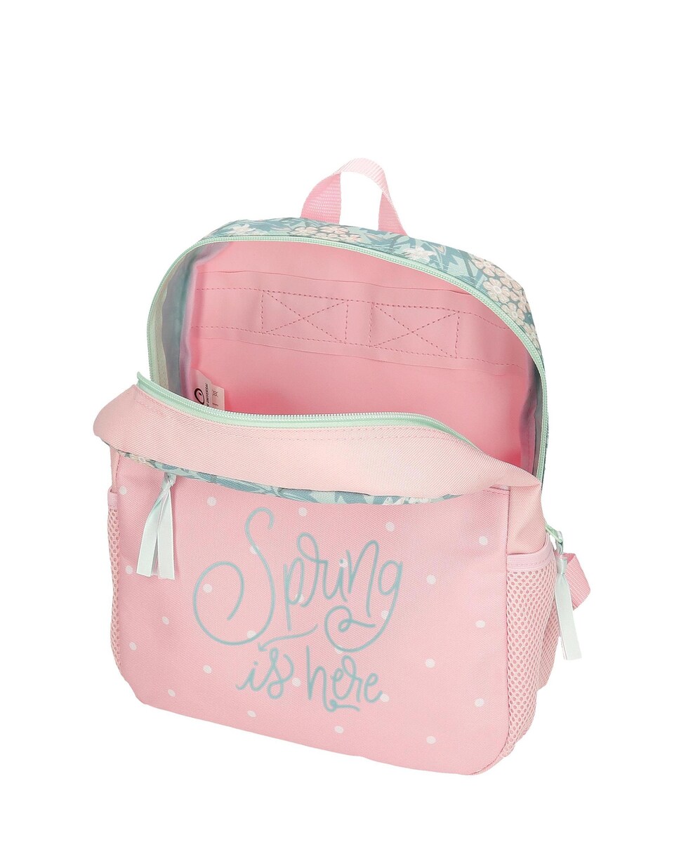 Mochila Roll Road Spring Is Here com Bolso Frontal e Trolley Rosa-4