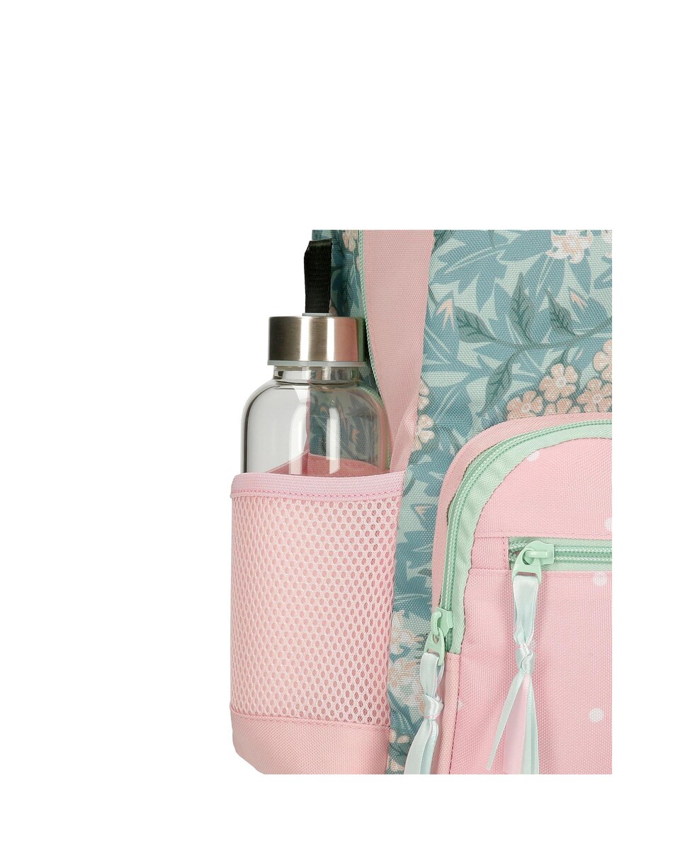 Mochila Roll Road Spring Is Here com Bolso Frontal e Trolley Rosa-5