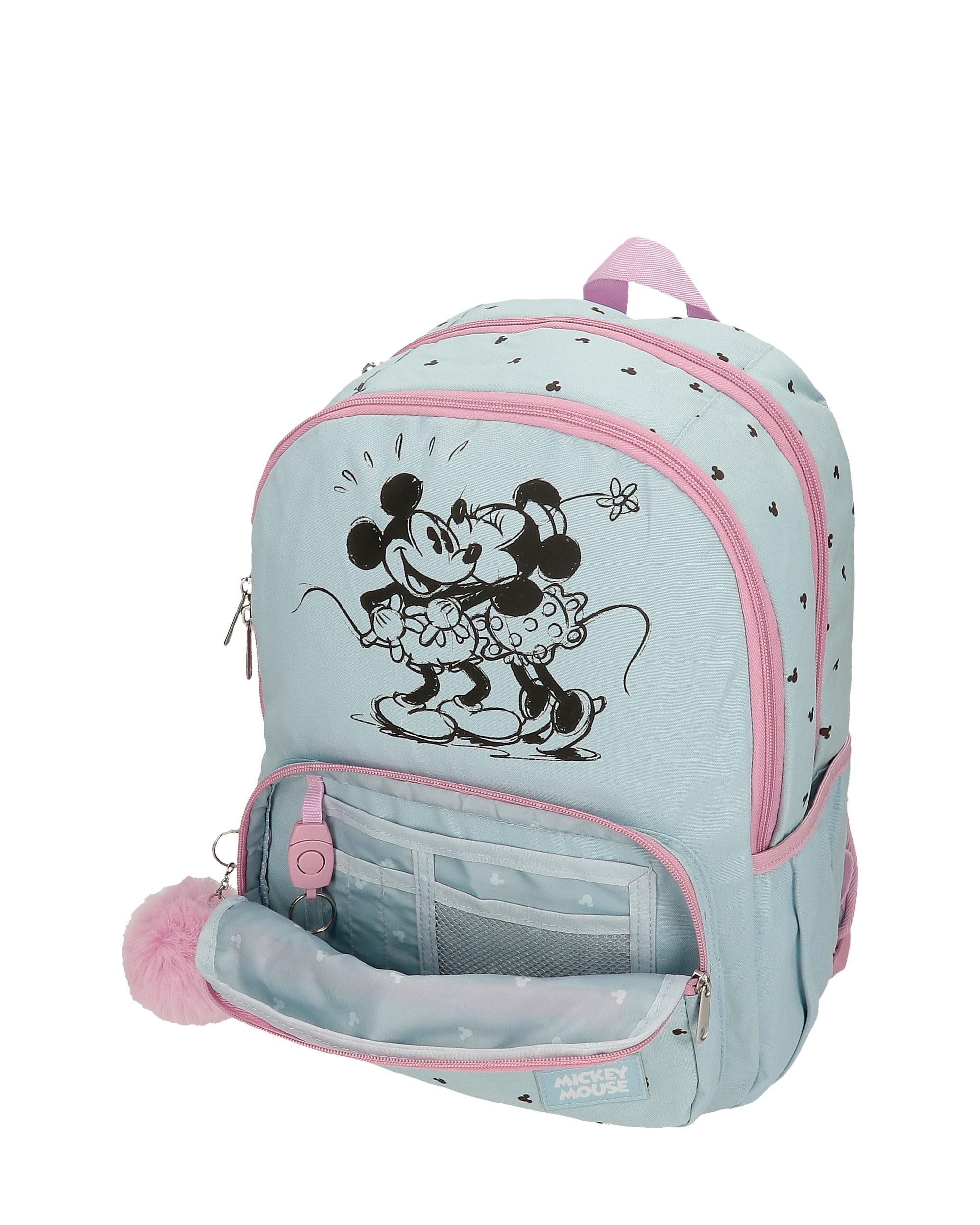 Mochila Escolar Kisses com Duplo Compartimento Azul-5