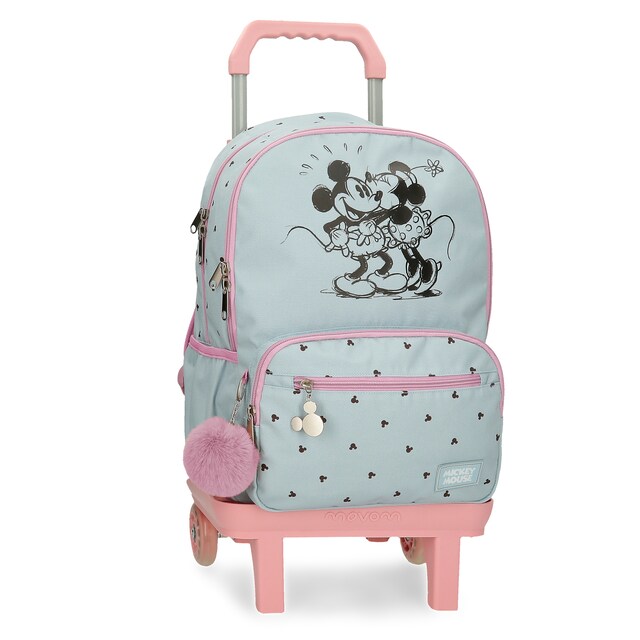 Imagem 0 de Mochila Escolar Minnie Mouse Kisses de Compartimento Duplo com Carro