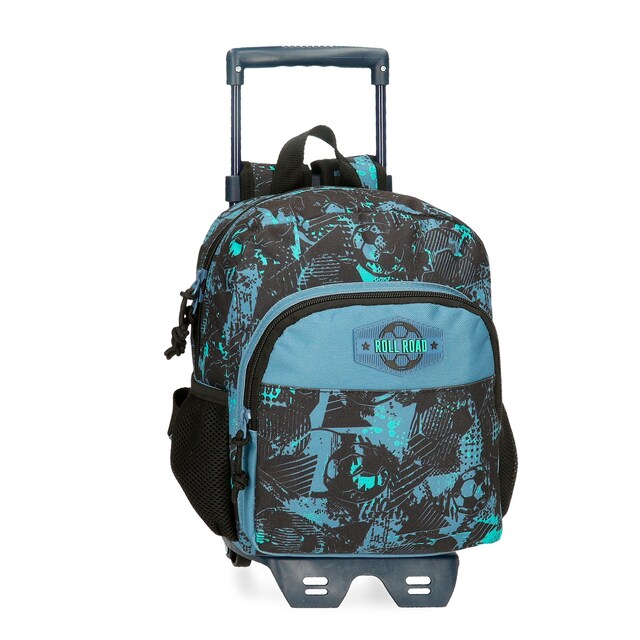 Imagem 0 de Mochila Pré-escolar Roll Road Soccer 28 Cm com Bolsos Laterais e Carrinho