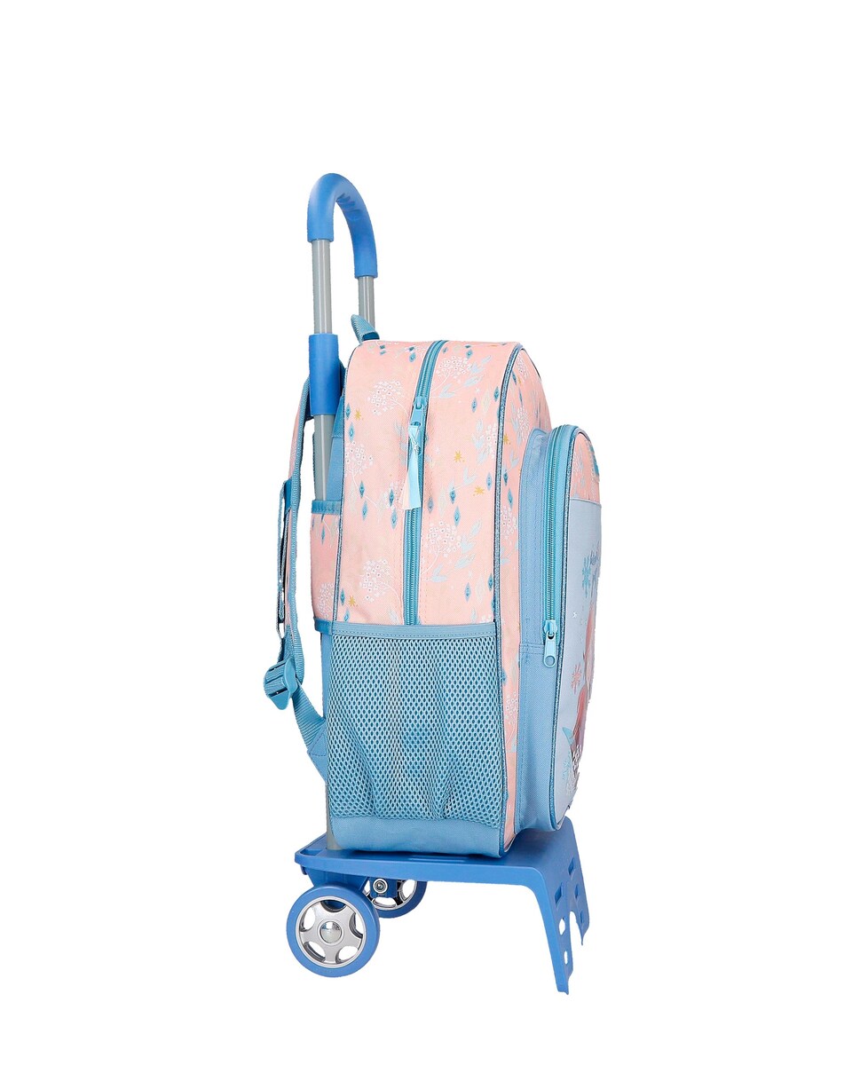 Mochila Believe In The Journey 40 Cm com Bolsos Laterais e com Carrinho Azul-2