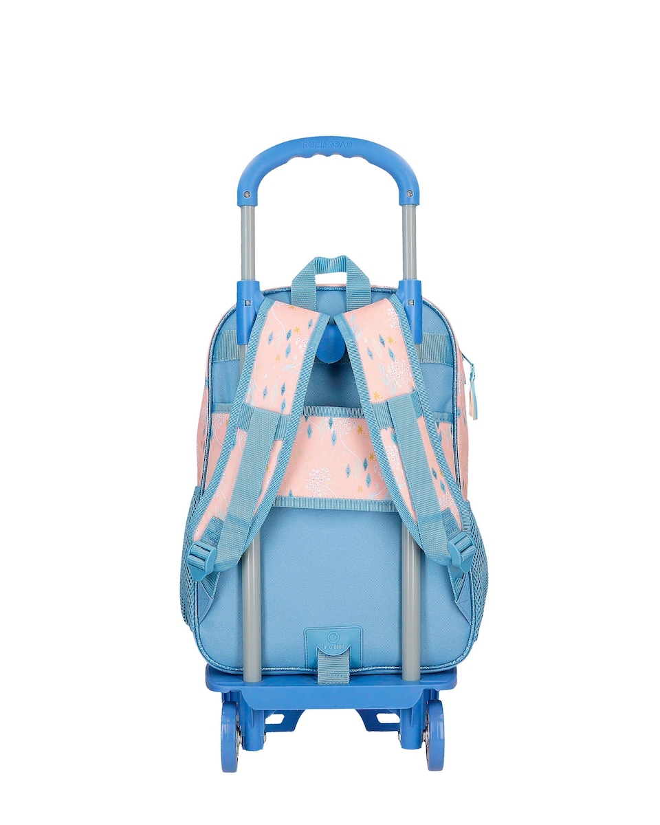 Mochila Believe In The Journey 40 Cm com Bolsos Laterais e com Carrinho Azul-3