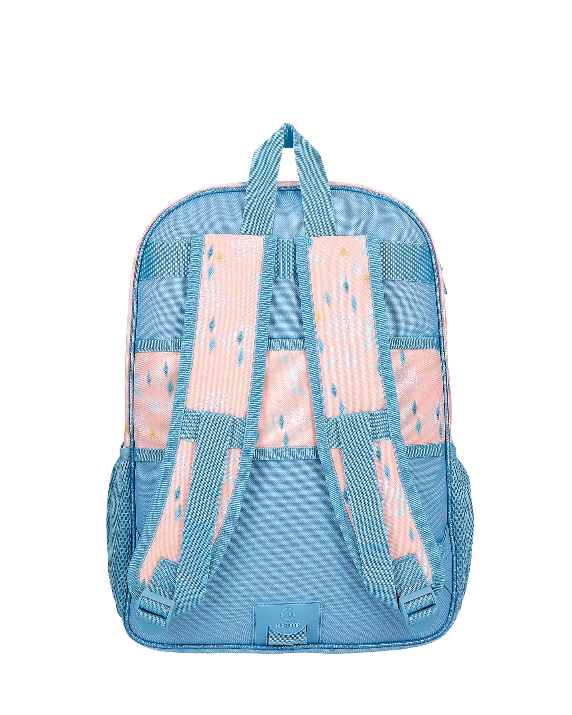 Mochila Believe In The Journey de Dois Compartimentos e Bolsos Laterais Adaptável a Carro Azul-3