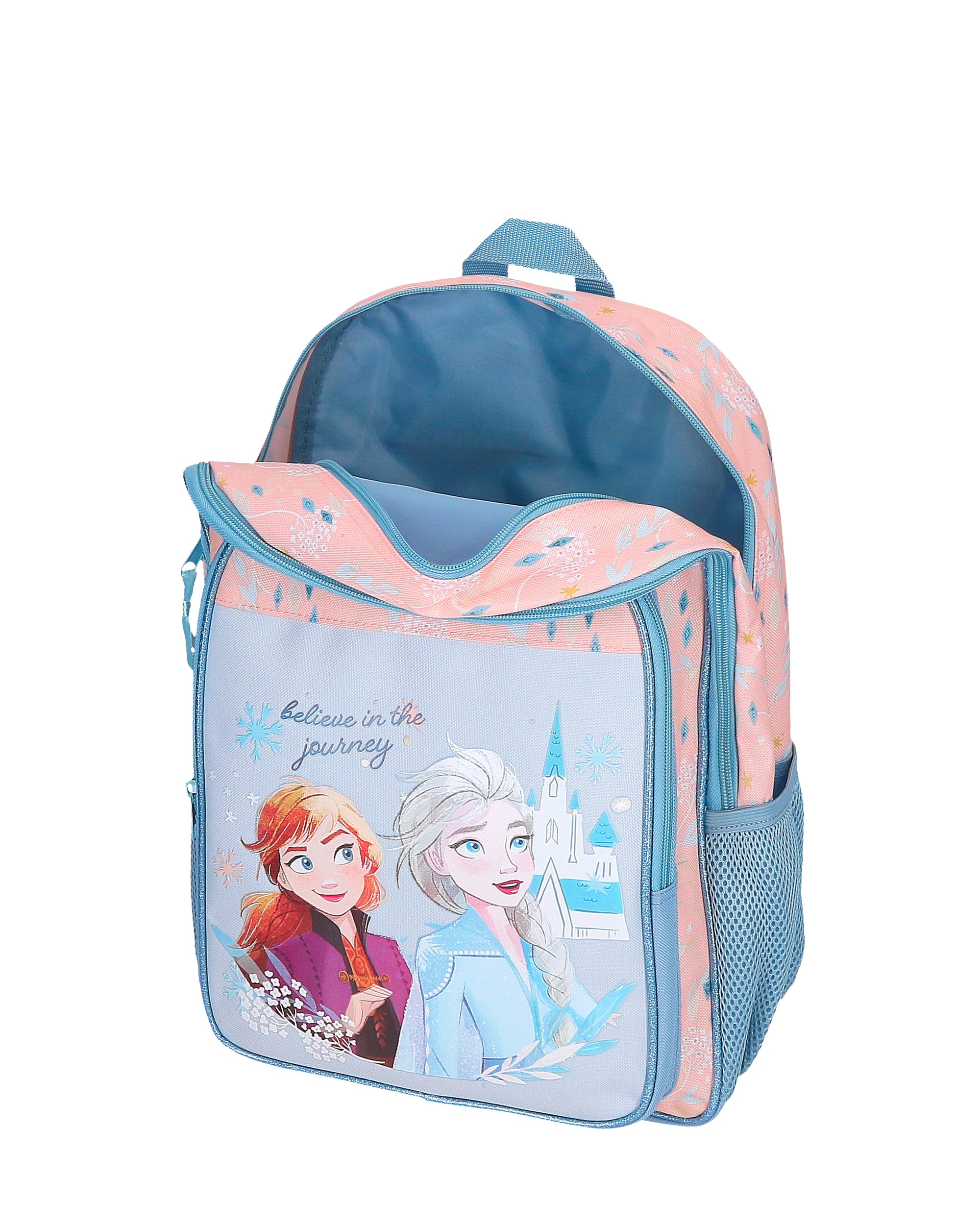 Mochila Believe In The Journey de Dois Compartimentos e Bolsos Laterais Adaptável a Carro Azul-4