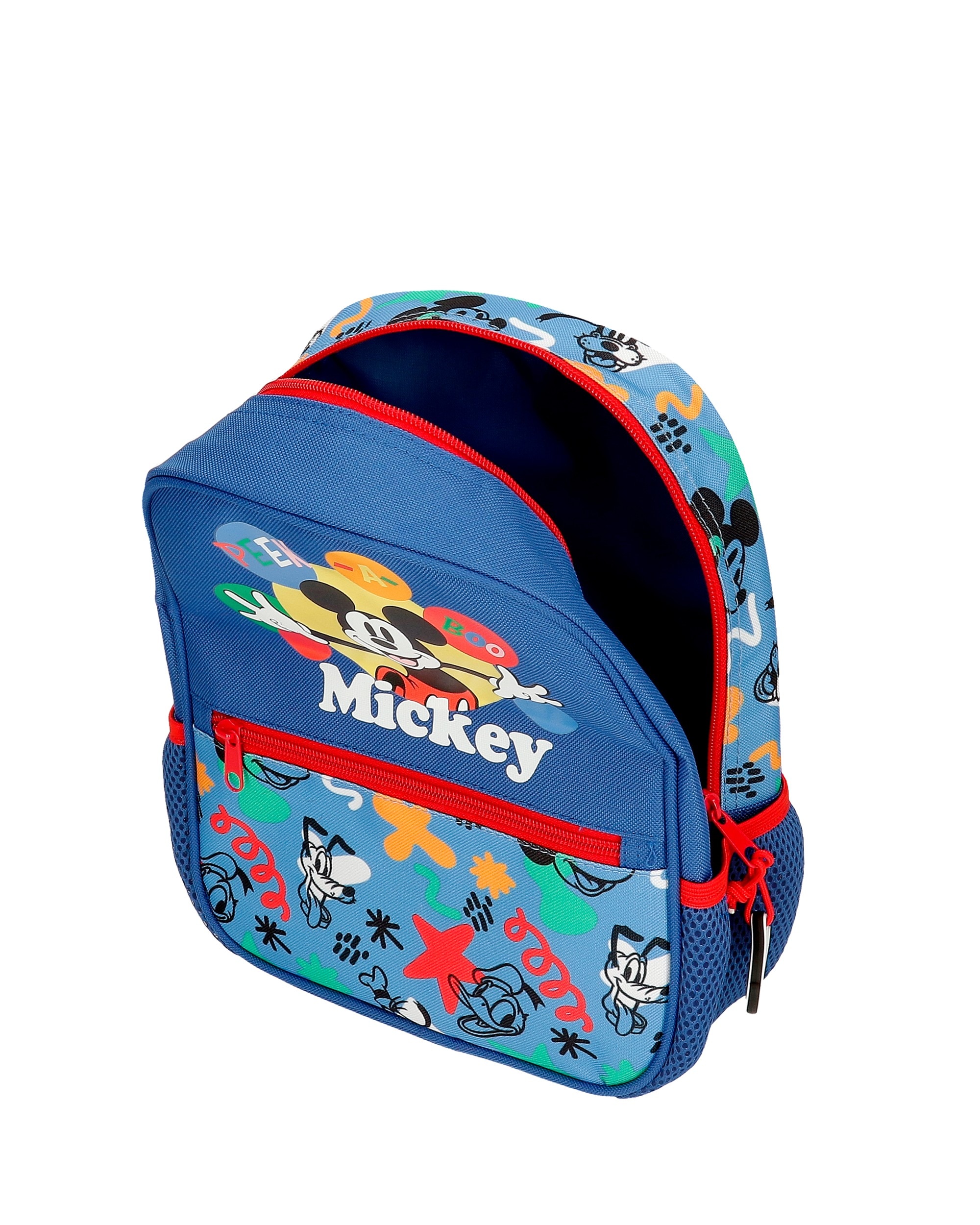 Mochila Pré-escolar Peek a Boo com Bolsos Laterais Adaptável a Carro Azul-4
