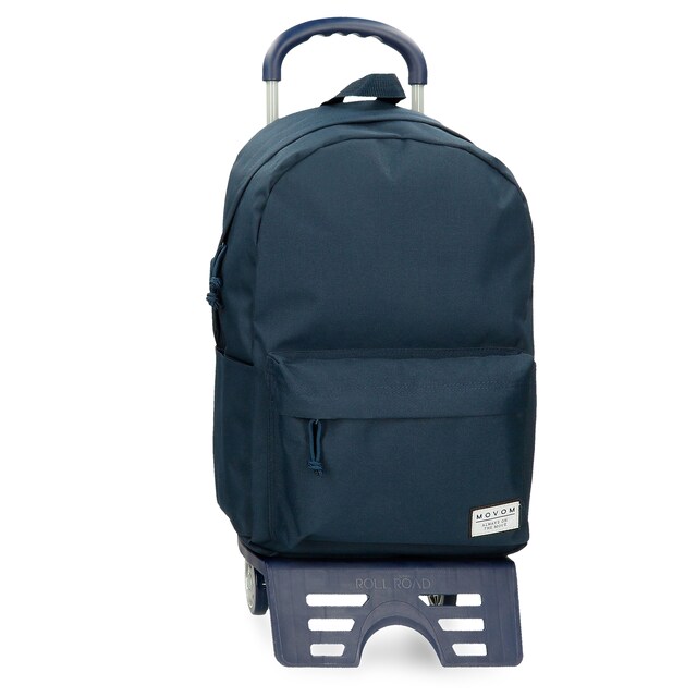 Imagem 0 de Mochila Escolar Movom Always On The Move com Bolso Frontal e Trolley em Azul-marinho