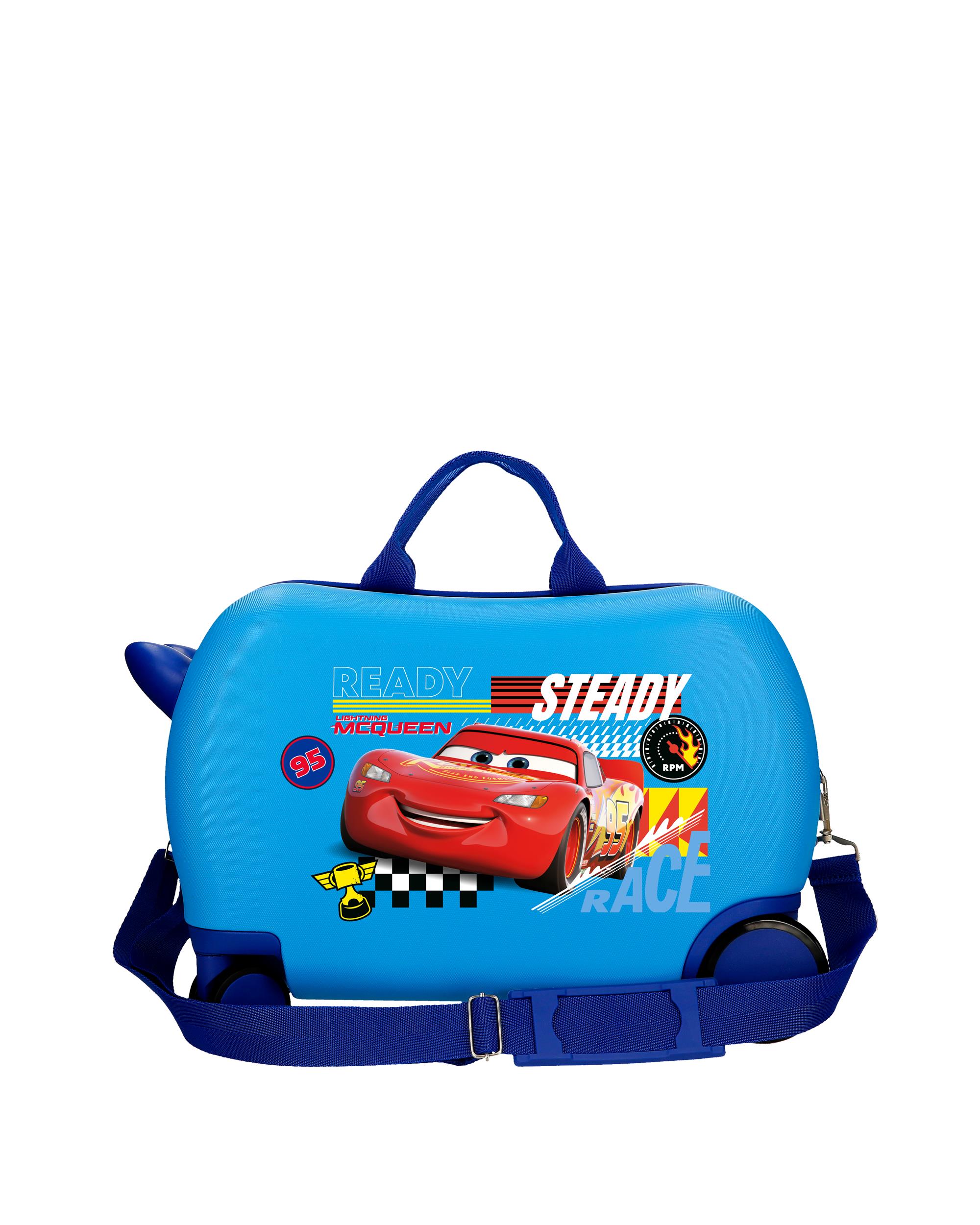 Mala Infantil 2 Rodas Multidirecionais Cars Lets Race Rígida com Capacidade de 24l Azul-3