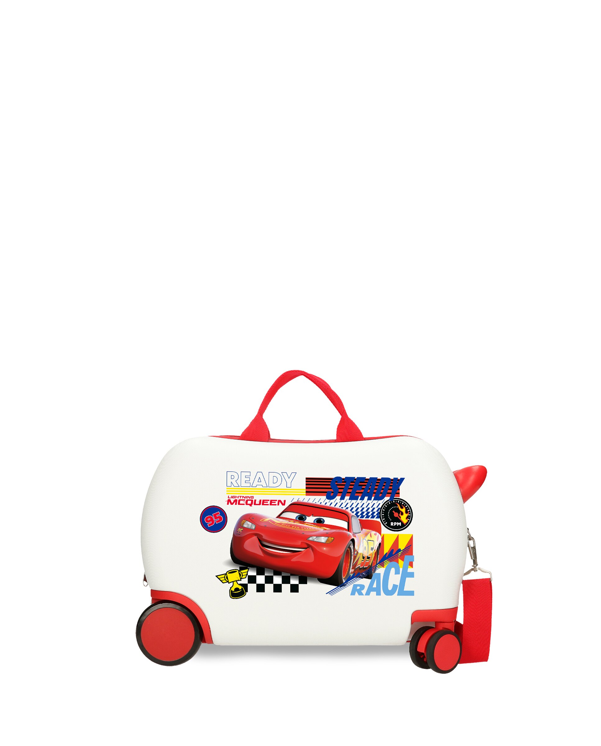 Mala Infantil 2 Rodas Multidirecionais Cars Lets Race com Capacidade de 24l Branco / Vermelho-1