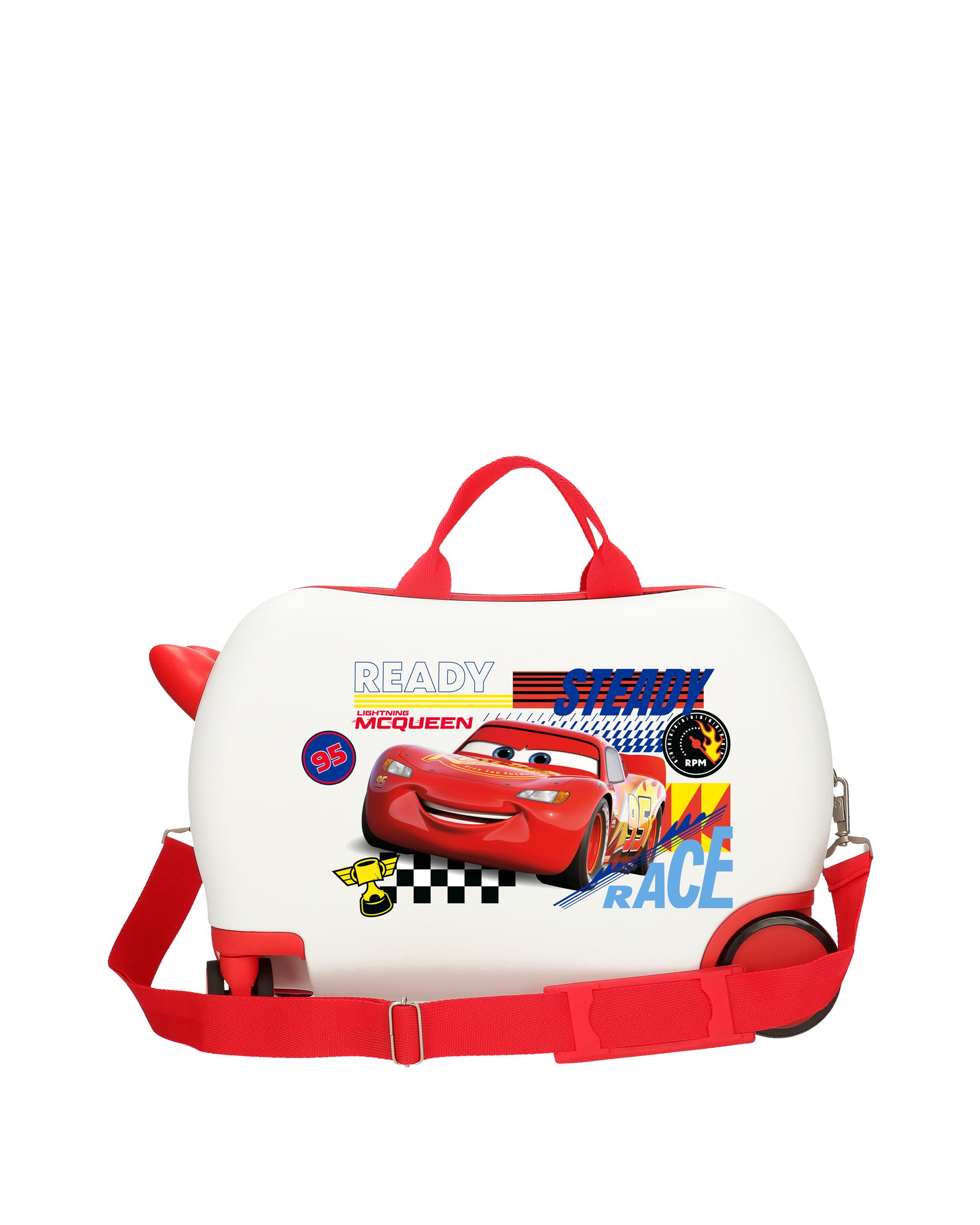 Mala Infantil 2 Rodas Multidirecionais Cars Lets Race com Capacidade de 24l Branco / Vermelho-3
