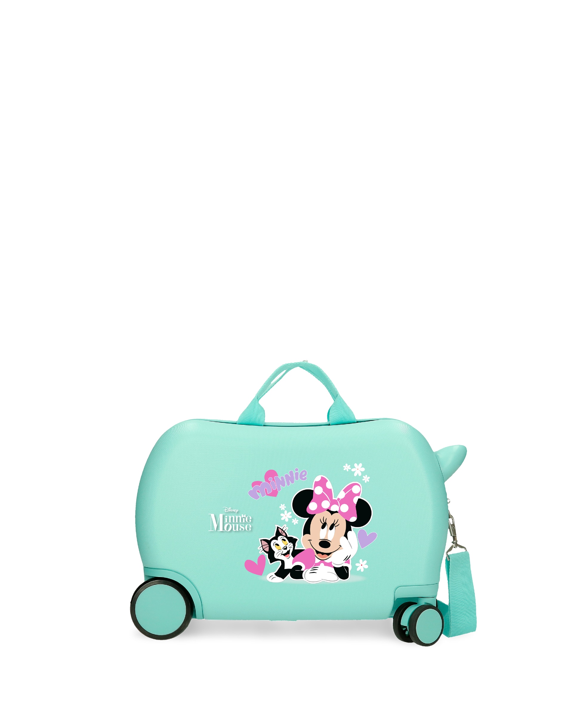 Maleta Infantil 2 Rodas Multidirecionais Minnie & Figaro com Capacidade de 24l em Turquesa Azul-1