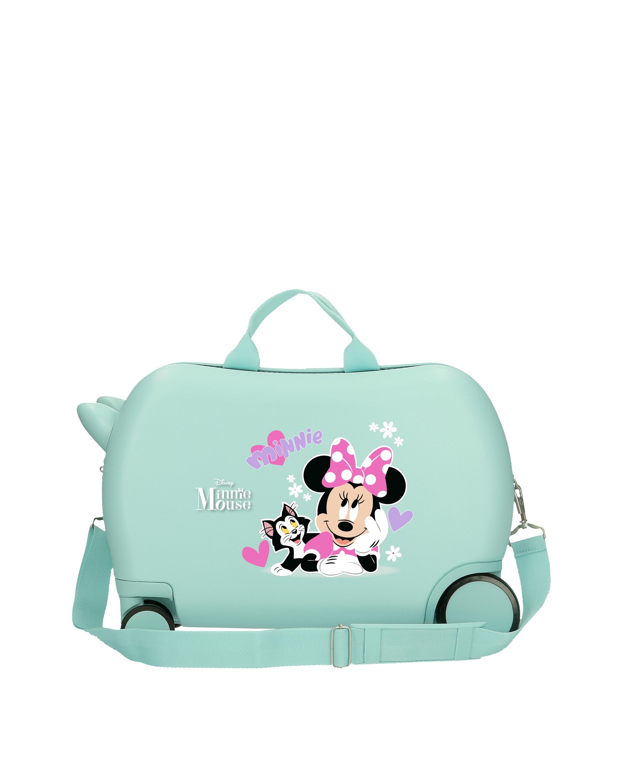 Maleta Infantil 2 Rodas Multidirecionais Minnie & Figaro com Capacidade de 24l em Turquesa Azul-3