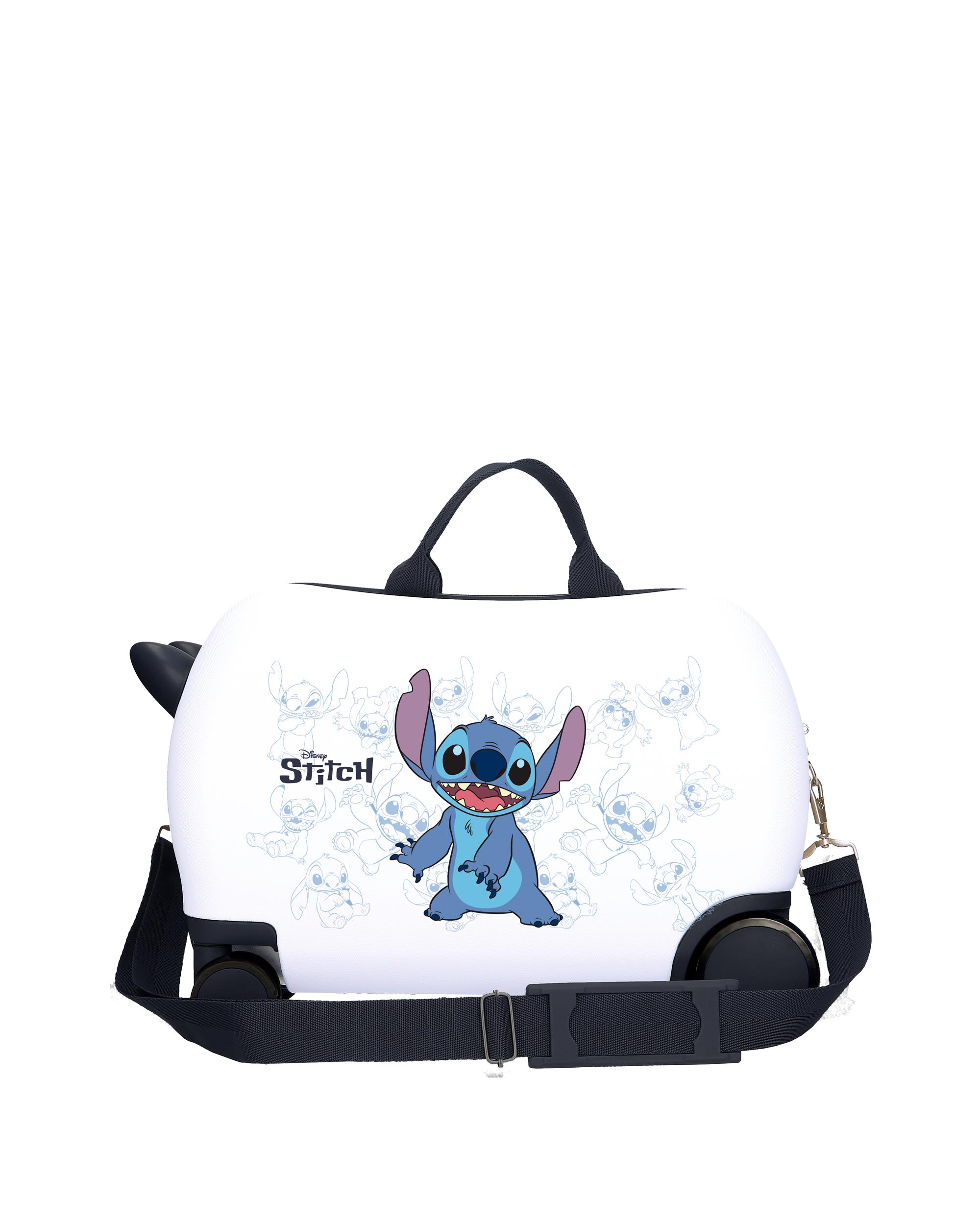 Mala Infantil 2 Rodas Multidirecionais Happy Stitch com Capacidade de 24l Branco-3