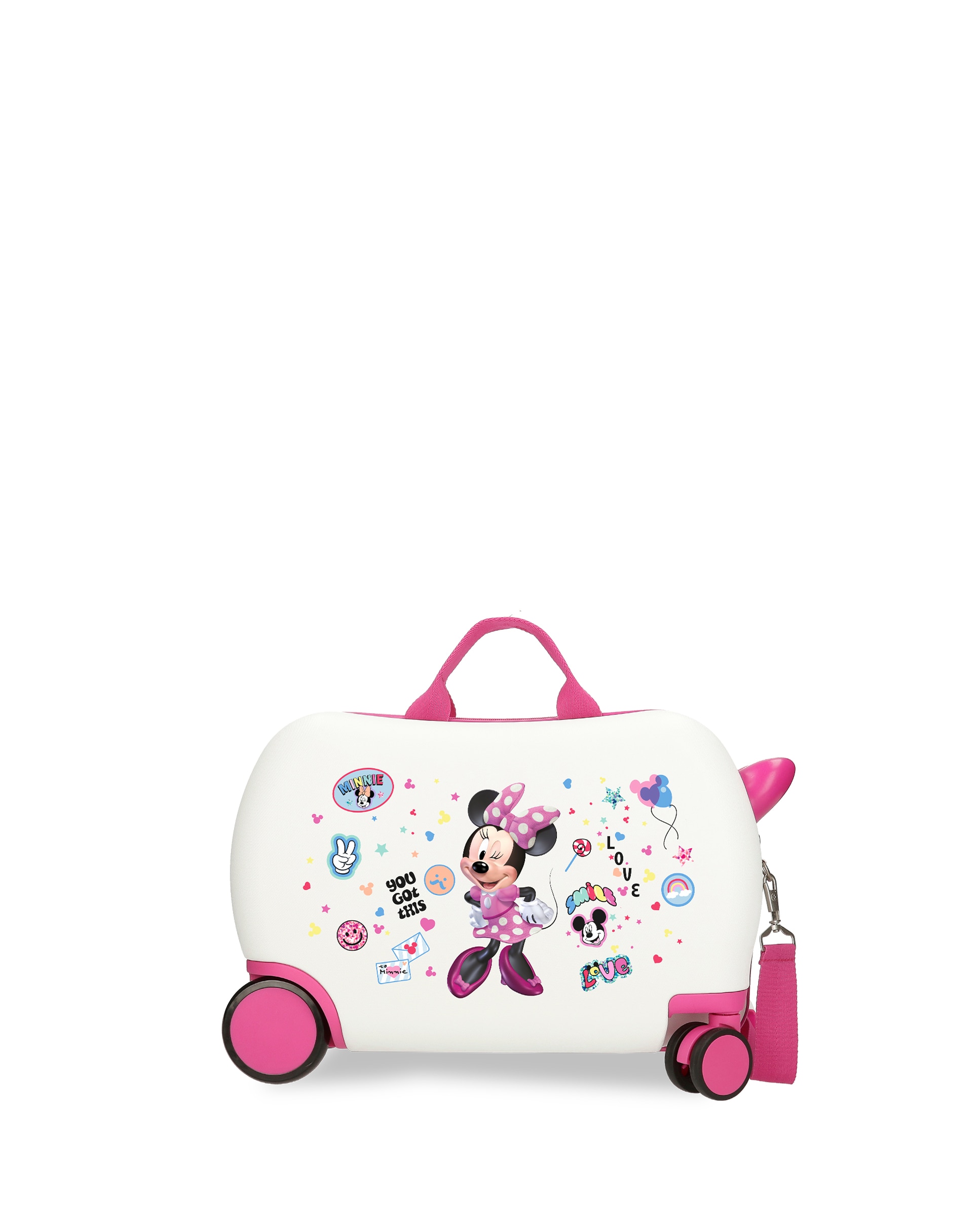 Mala Infantil 2 Rodas Multidirecionais Minnie Party Rígida com Capacidade de 24l Branco-1