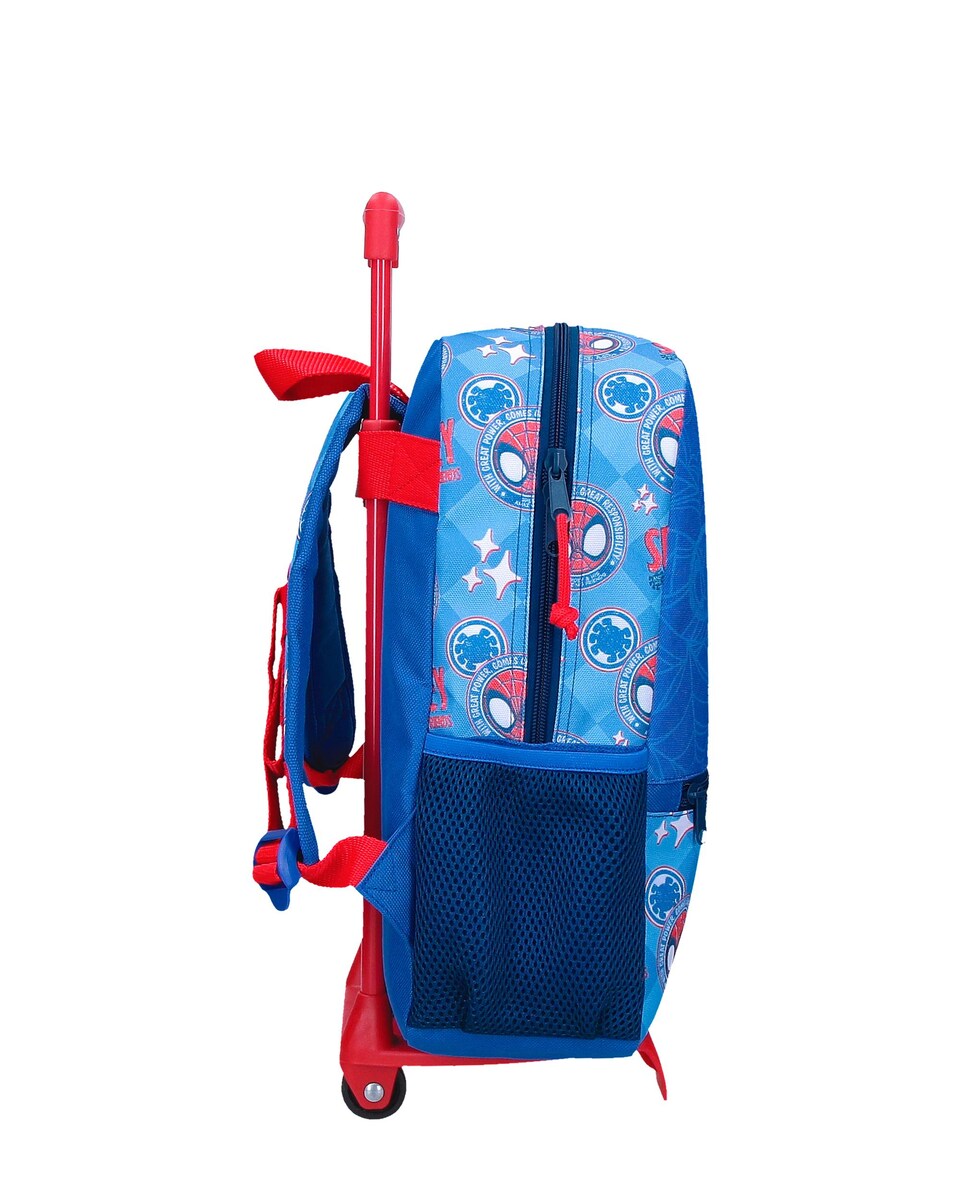 Mochila Escolar Power Of 3 com Bolso Frontal 38 Cm com Carrinho Azul-2
