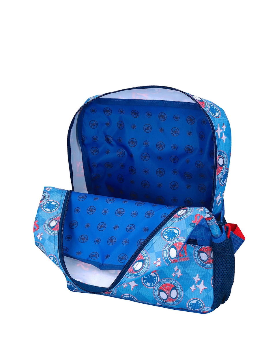 Mochila Escolar Power Of 3 com Bolso Frontal 38 Cm com Carrinho Azul-4