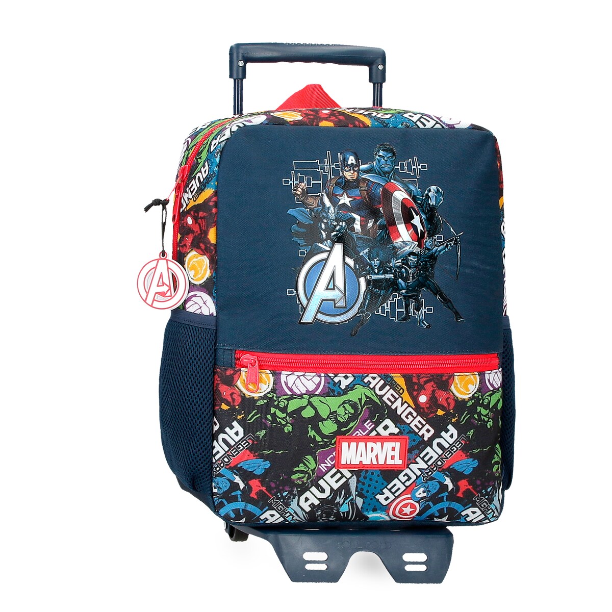 Mochila Escolar Legendary com Bolso Frontal 33 Cm com Carrinho Azul-1