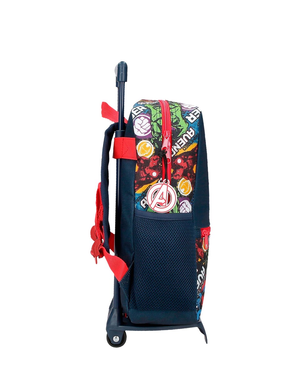 Mochila Escolar Legendary com Bolso Frontal 33 Cm com Carrinho Azul-2
