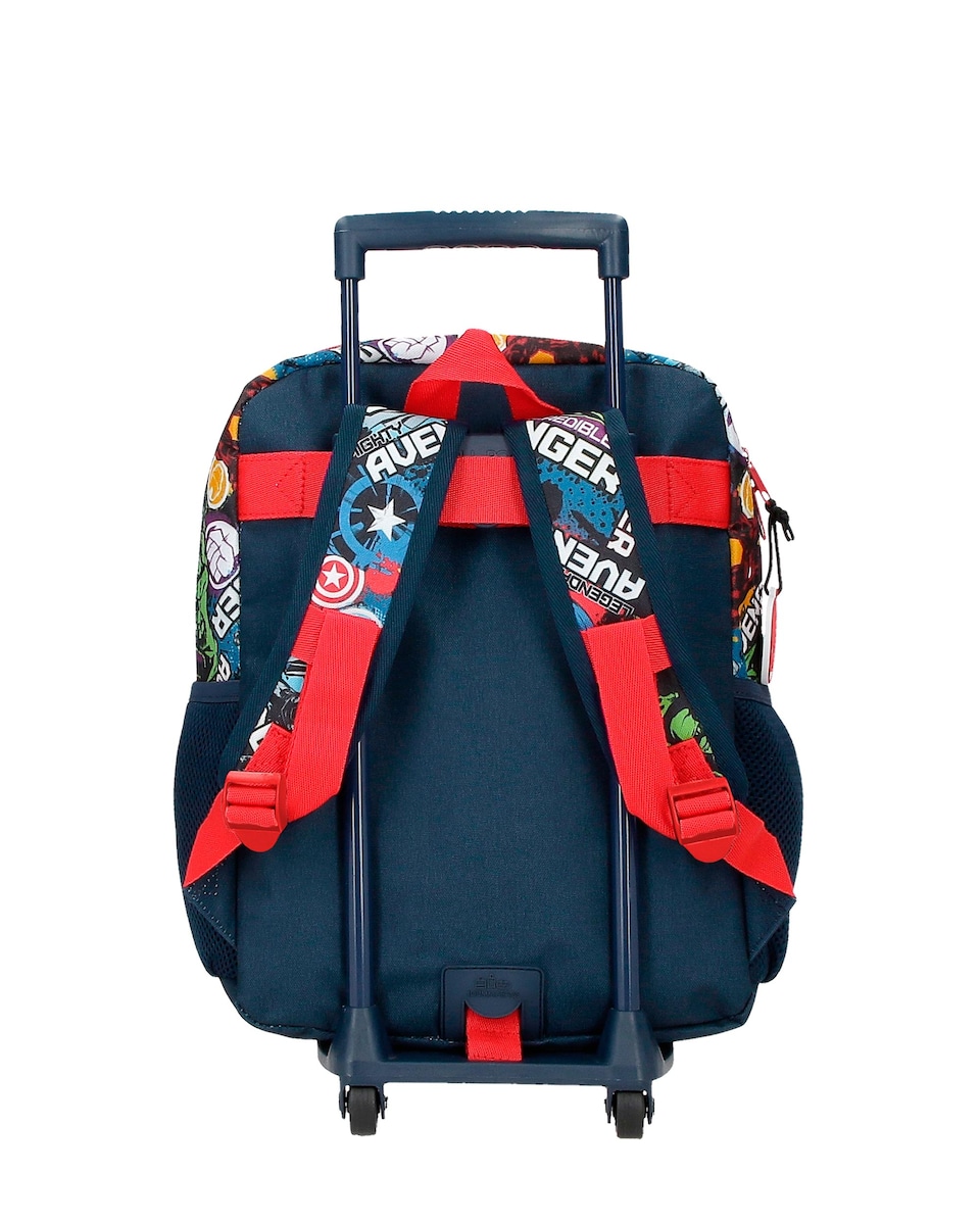 Mochila Escolar Legendary com Bolso Frontal 33 Cm com Carrinho Azul-3