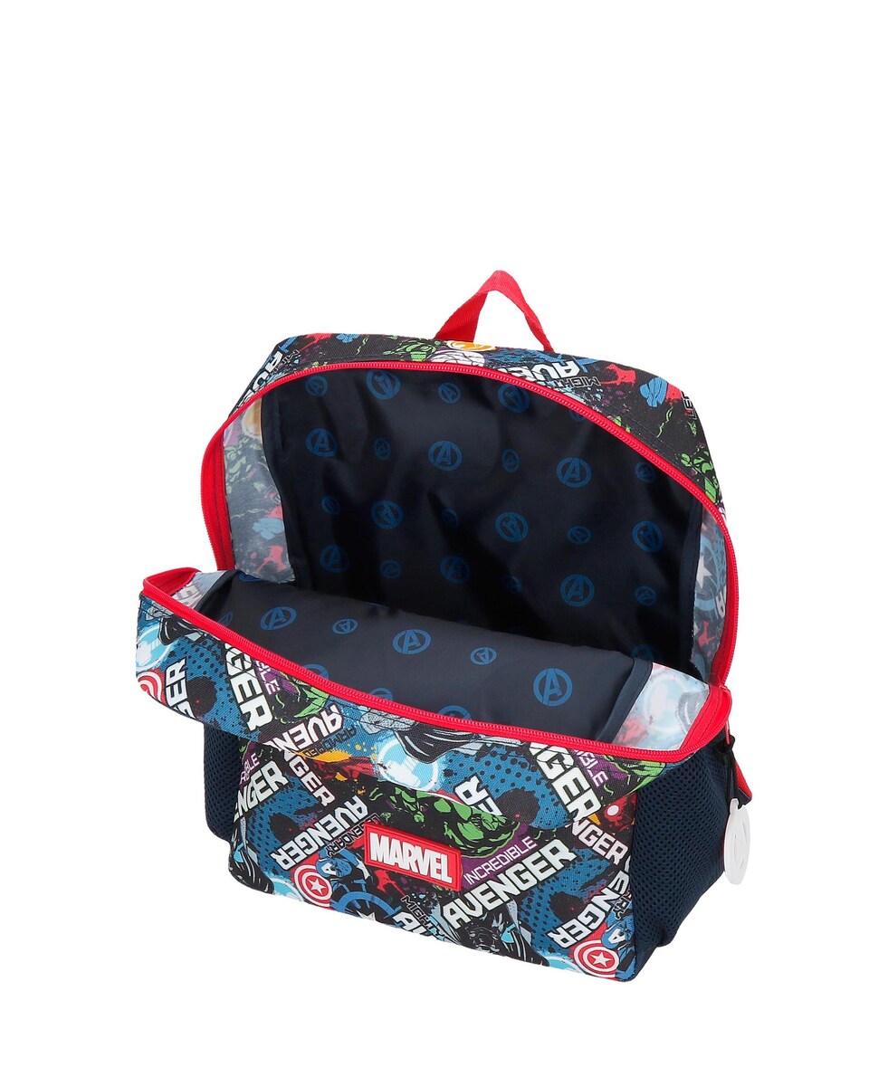 Mochila Escolar Legendary com Bolso Frontal 33 Cm com Carrinho Azul-4