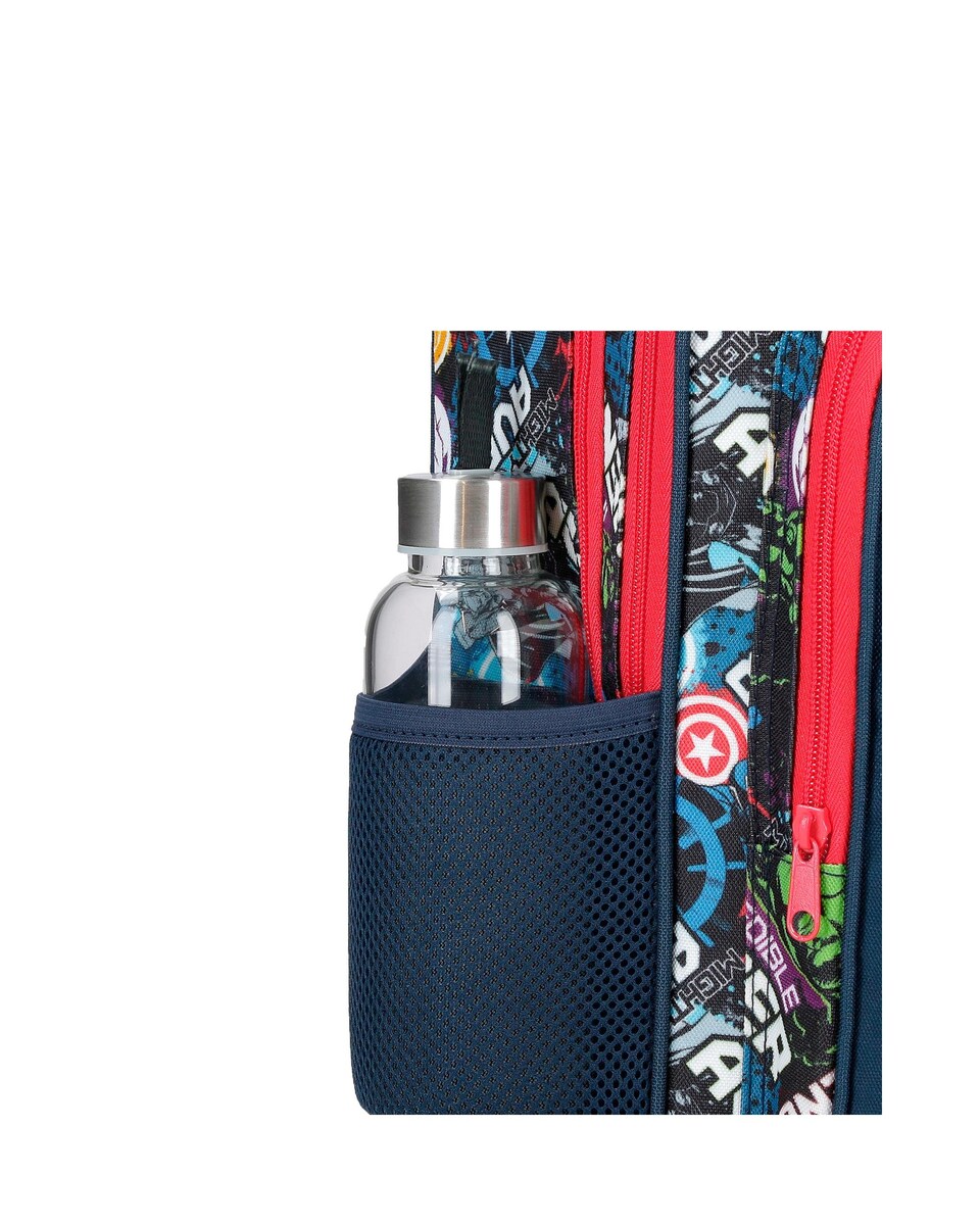 Mochila Escolar Legendary com Bolso Frontal 33 Cm com Carrinho Azul-5