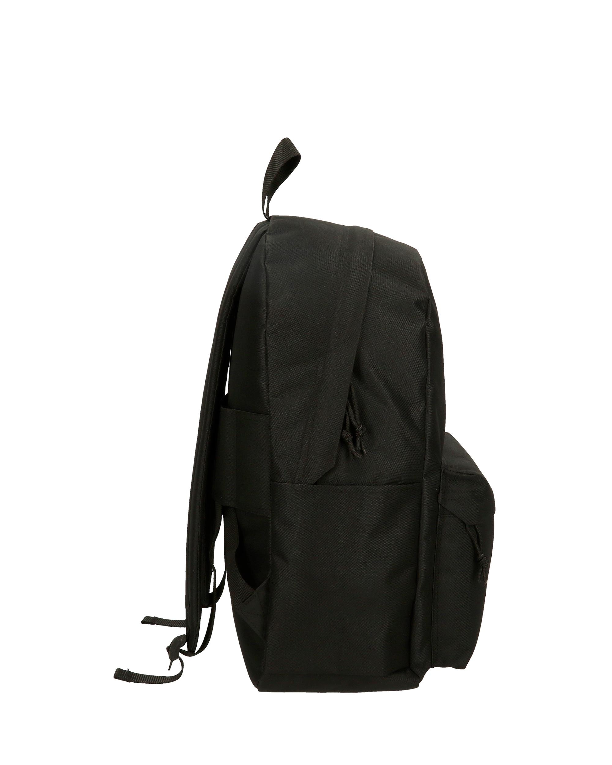 Mochila Escolar Red Logo com Bolsos Laterais em Preto Preto-2